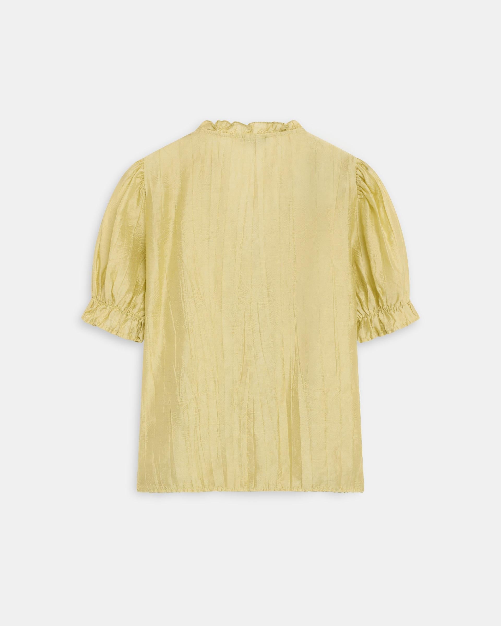 Blusa Manga Corta Volantes Escote V Verde