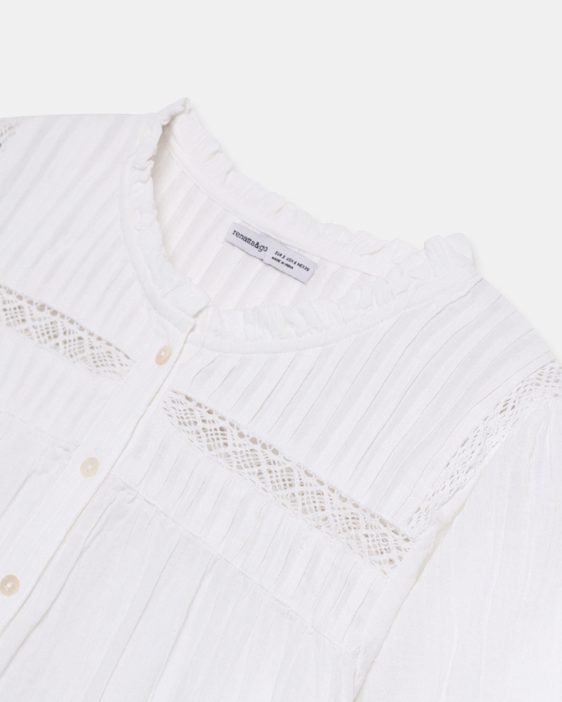 Blusa Manga Corta Puntillas Blanca