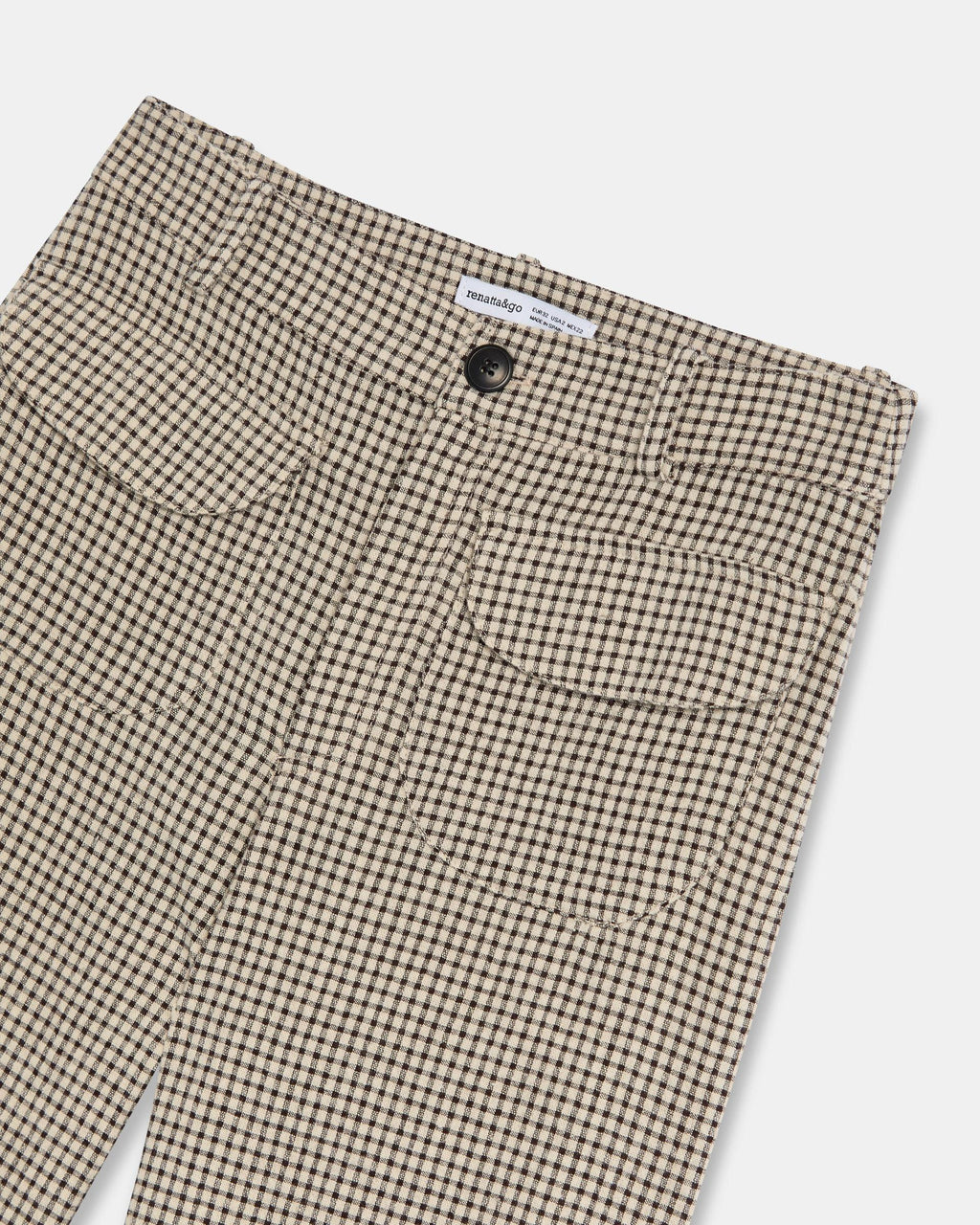Pantalón Cuadros Bolsillos Seersucker Beige