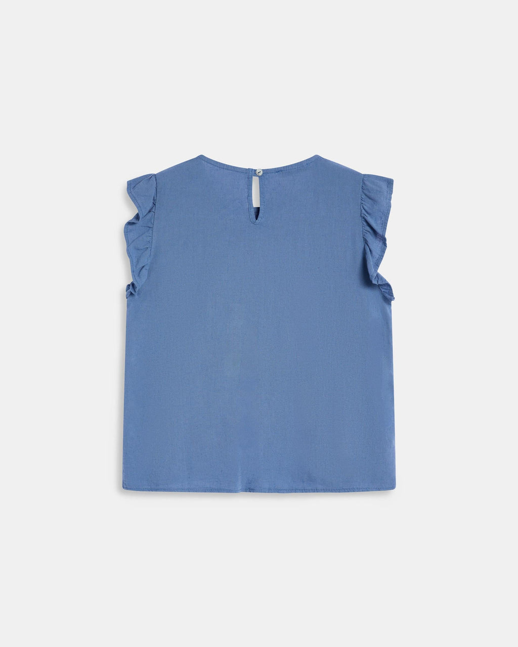 Blusa Volantes Mangas Azul Oscuro