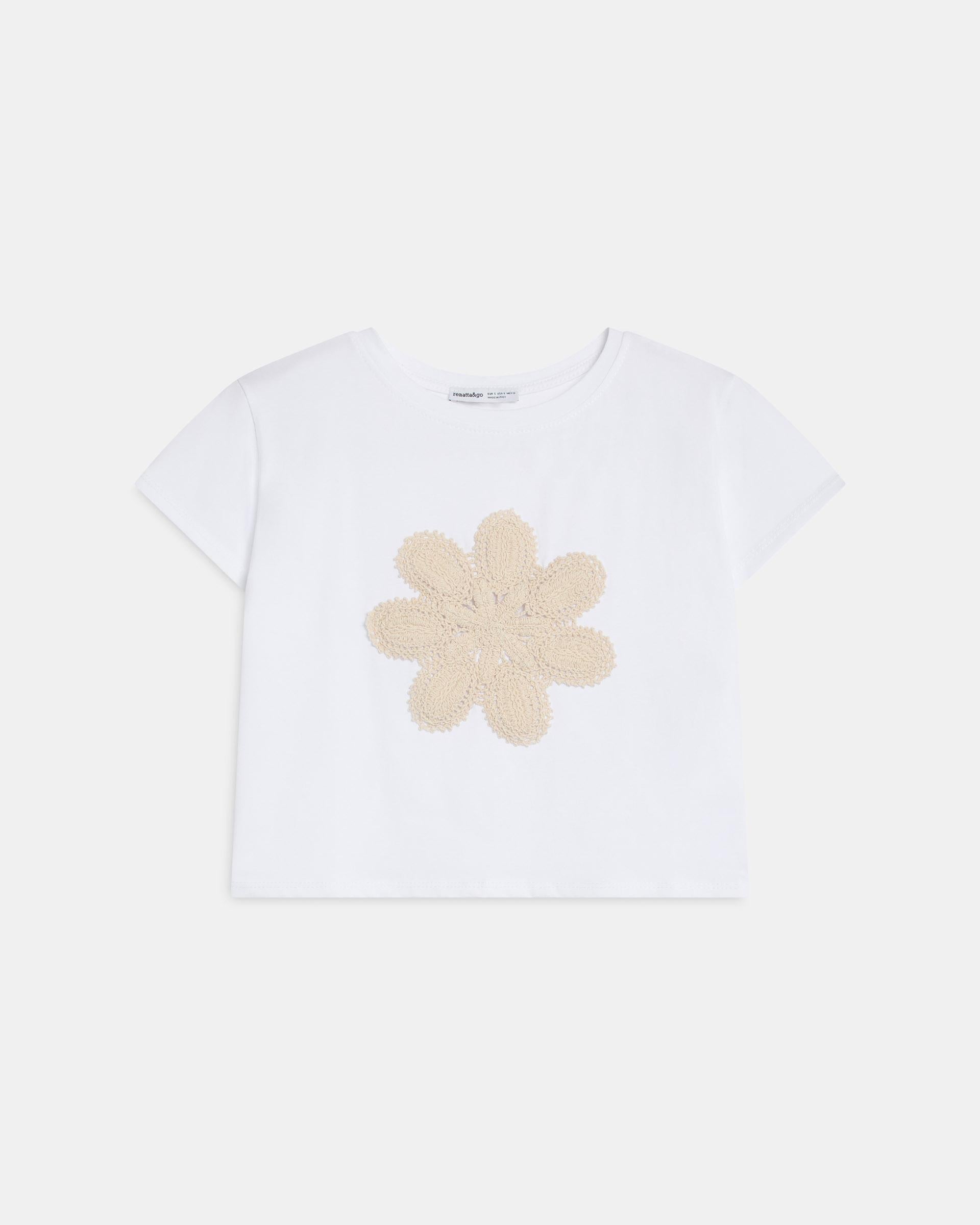 Camiseta Flor Crochet Blanco