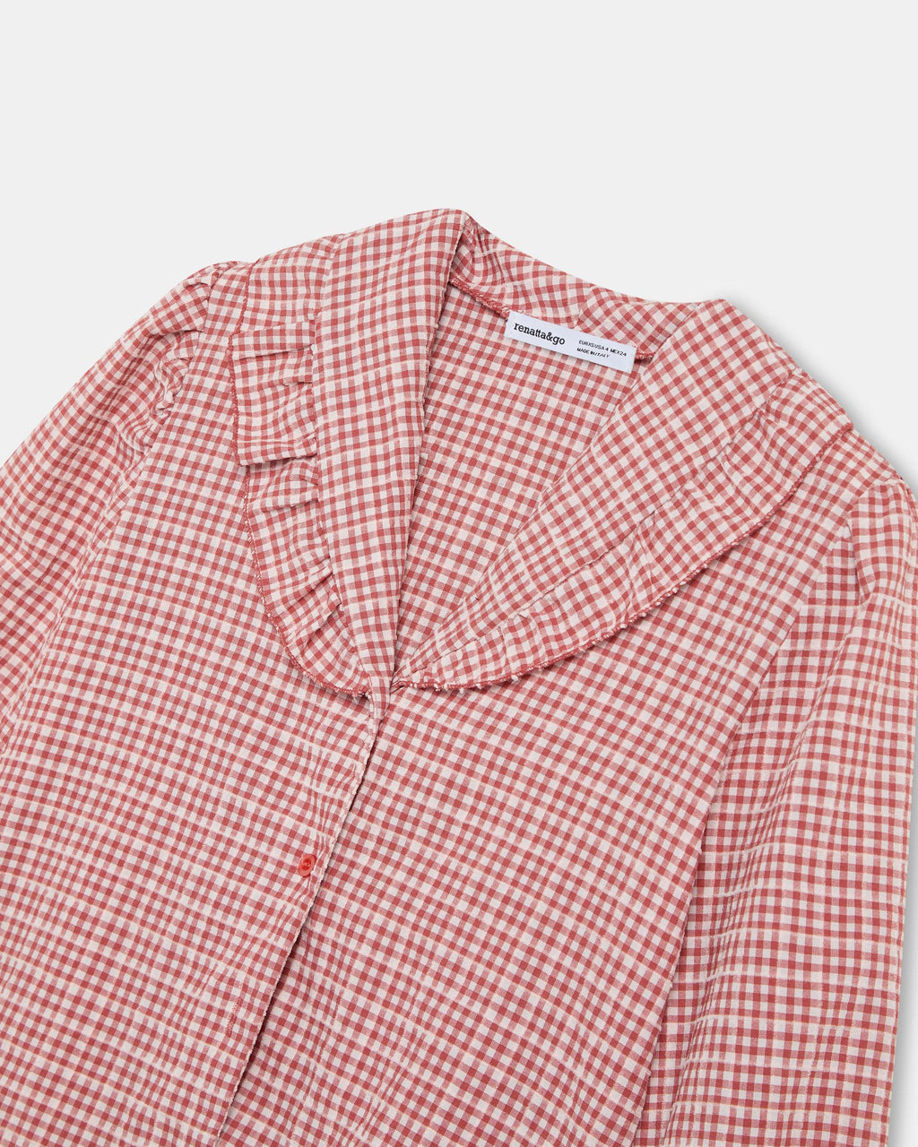 Blusa Volante Cuello Vichy Teja