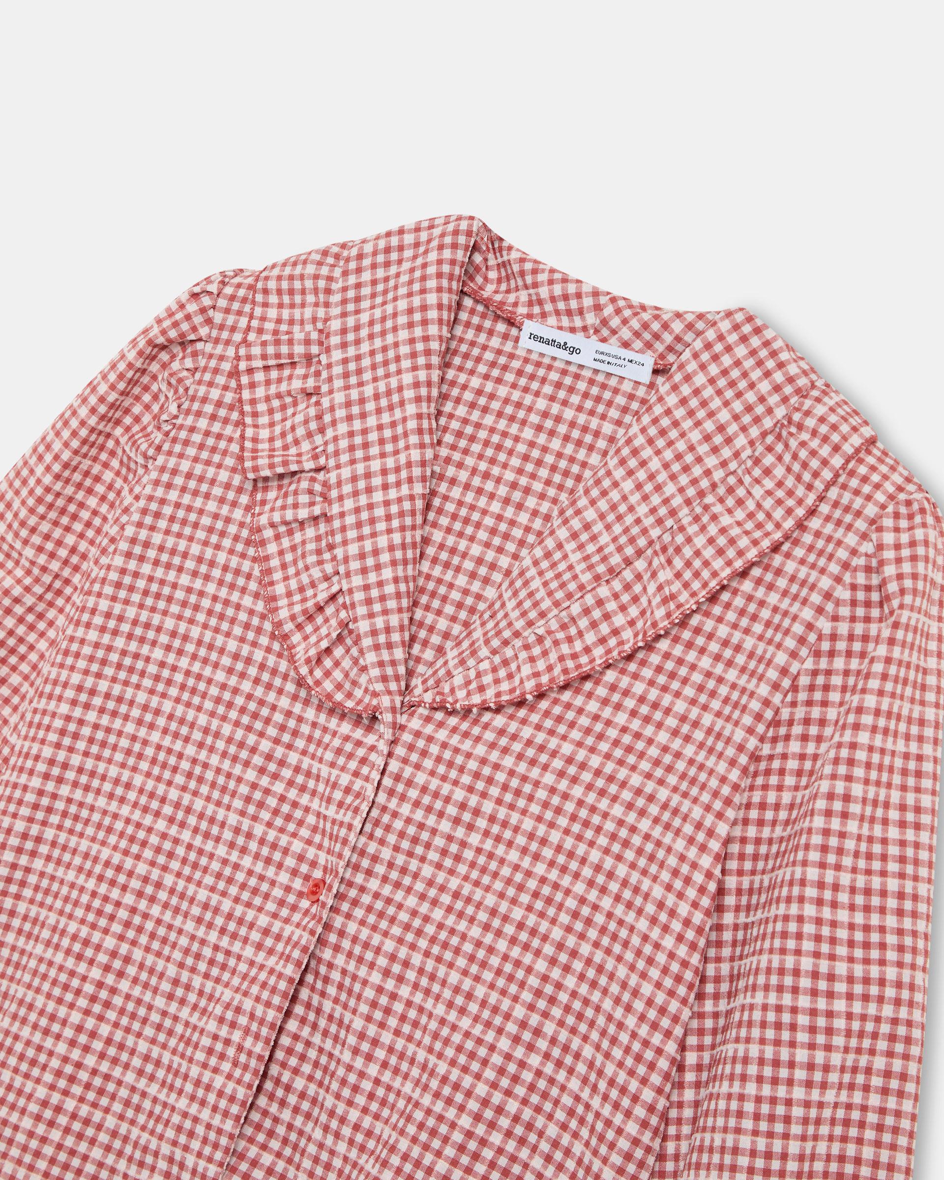 Blusa Volante Cuello Vichy Teja