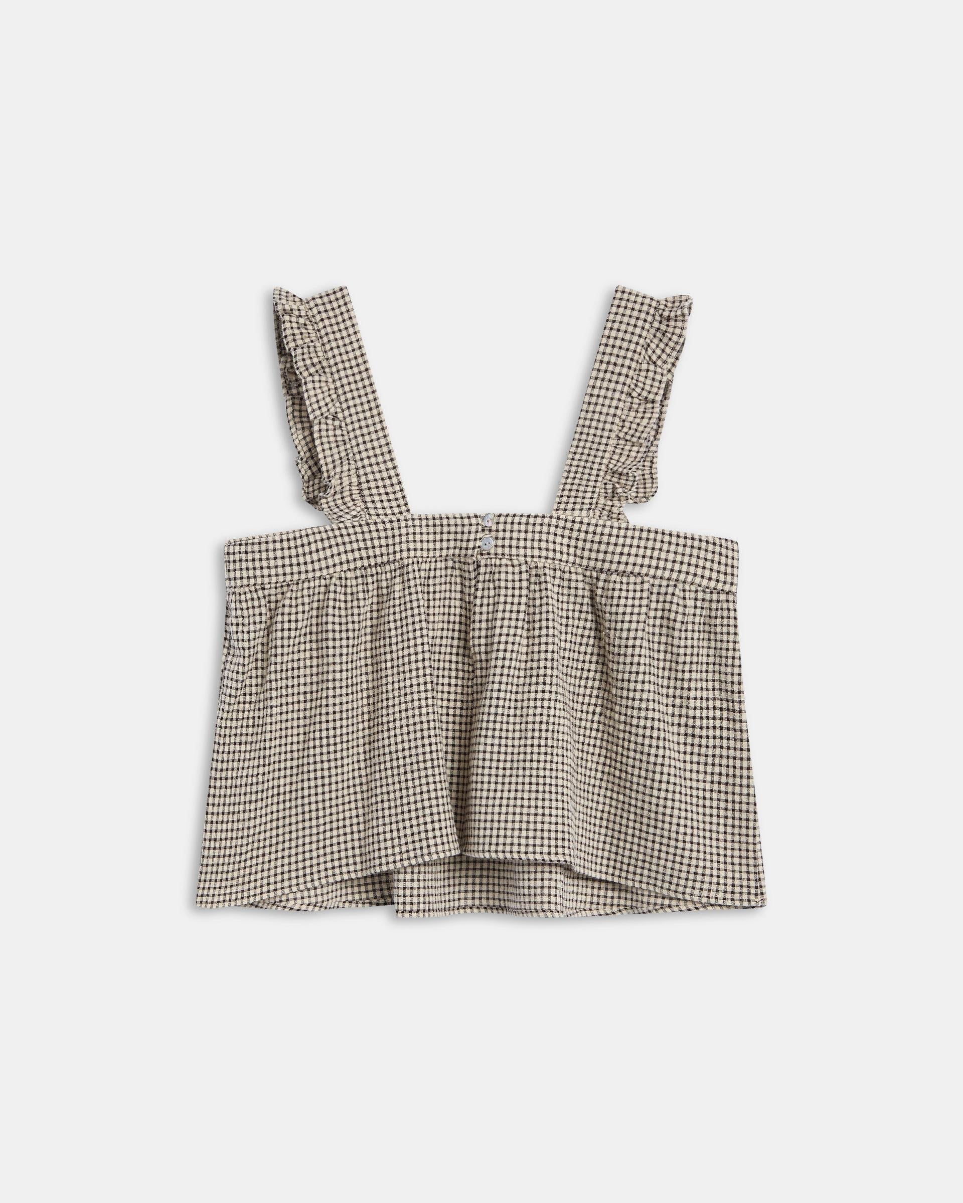 Top Cuadros Seersucker Beige