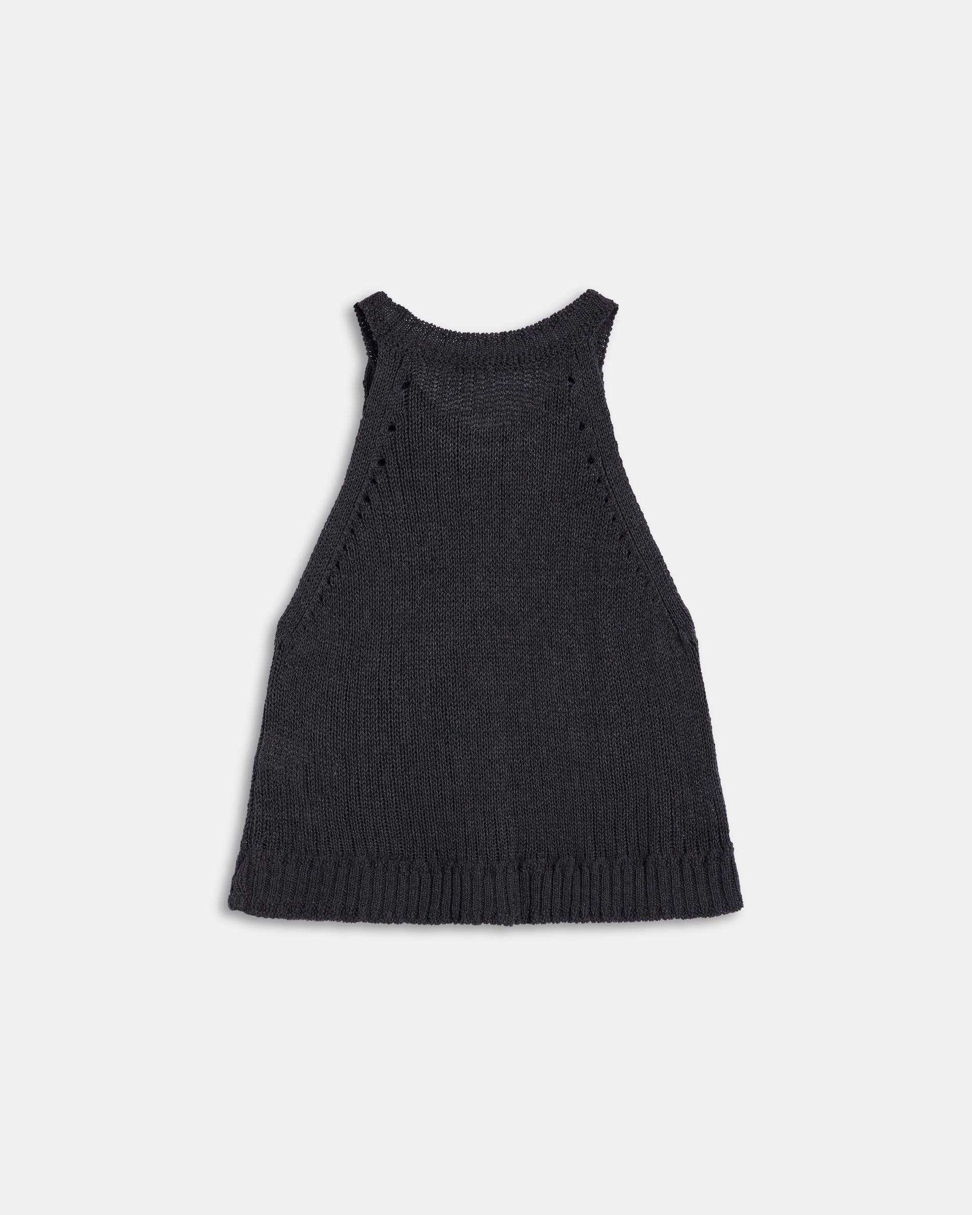 Top Punto Sin Mangas Cuello Redondo Rib Antracita