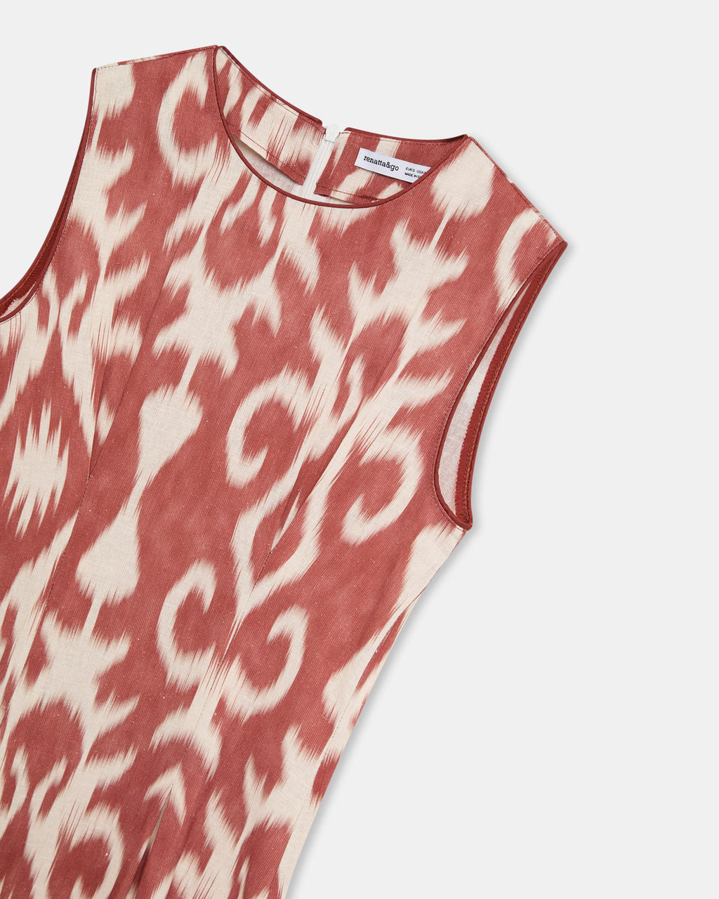 Vestido Sin Mangas Estampado Étnico Teja