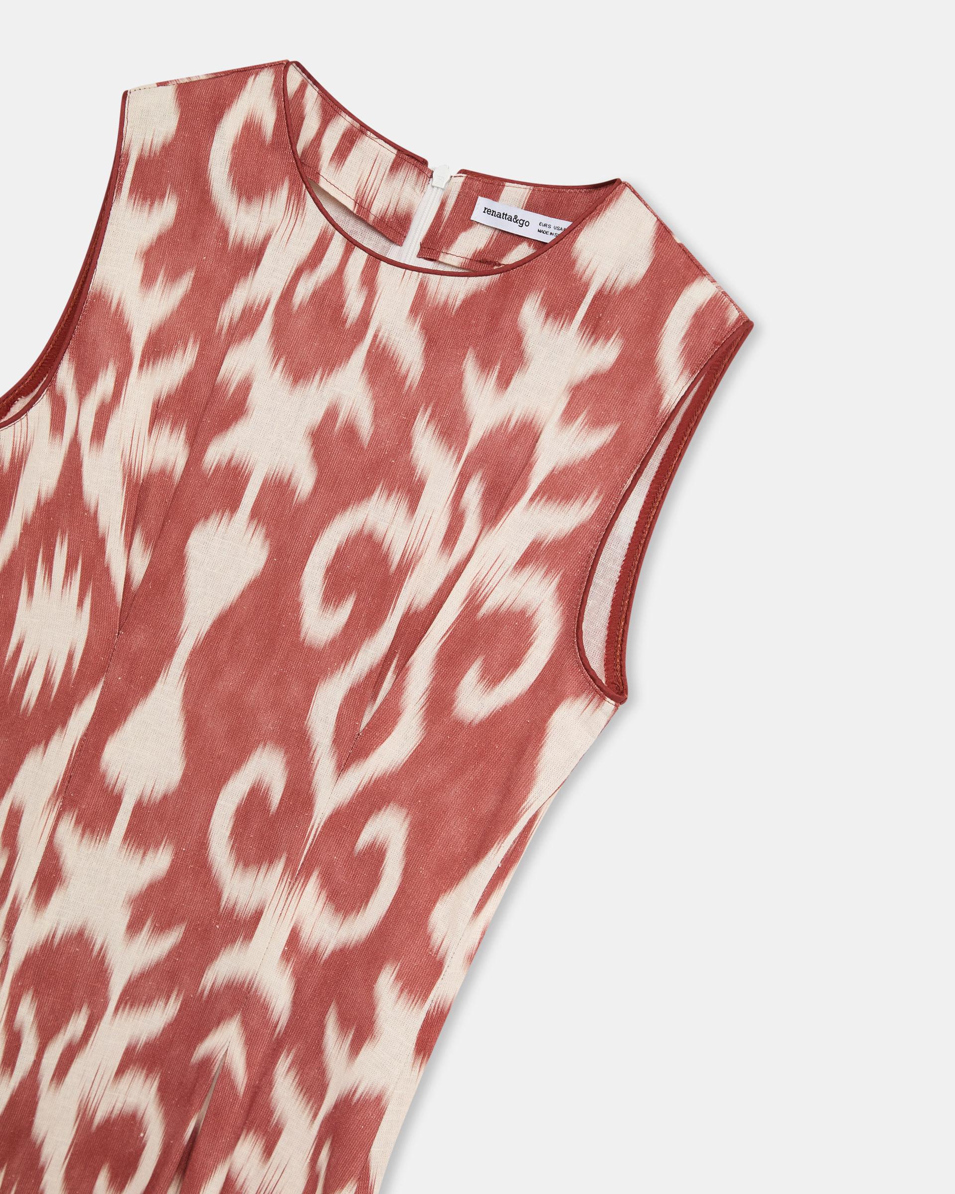 Vestido Sin Mangas Estampado Étnico Teja