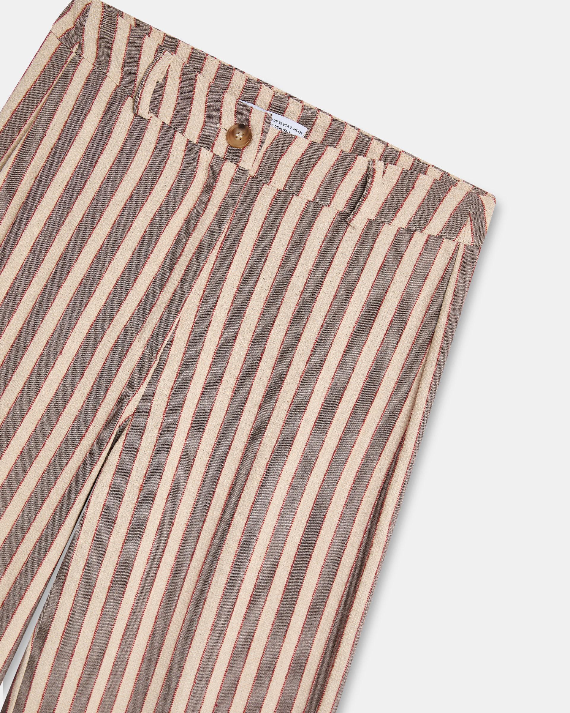 Pantalón Fluido Rayas Marrón