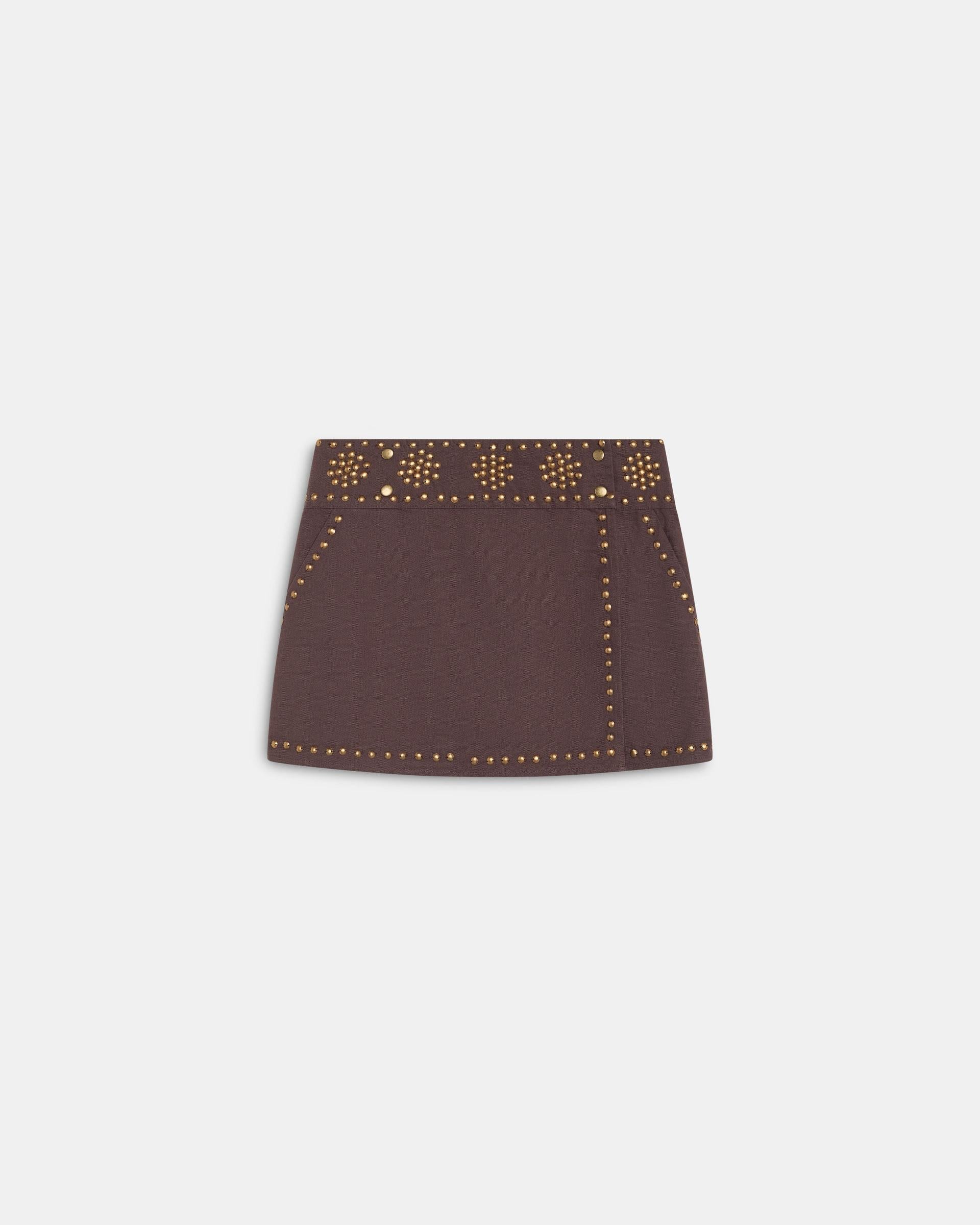 Minifalda Tachuelas Canvas Marrón