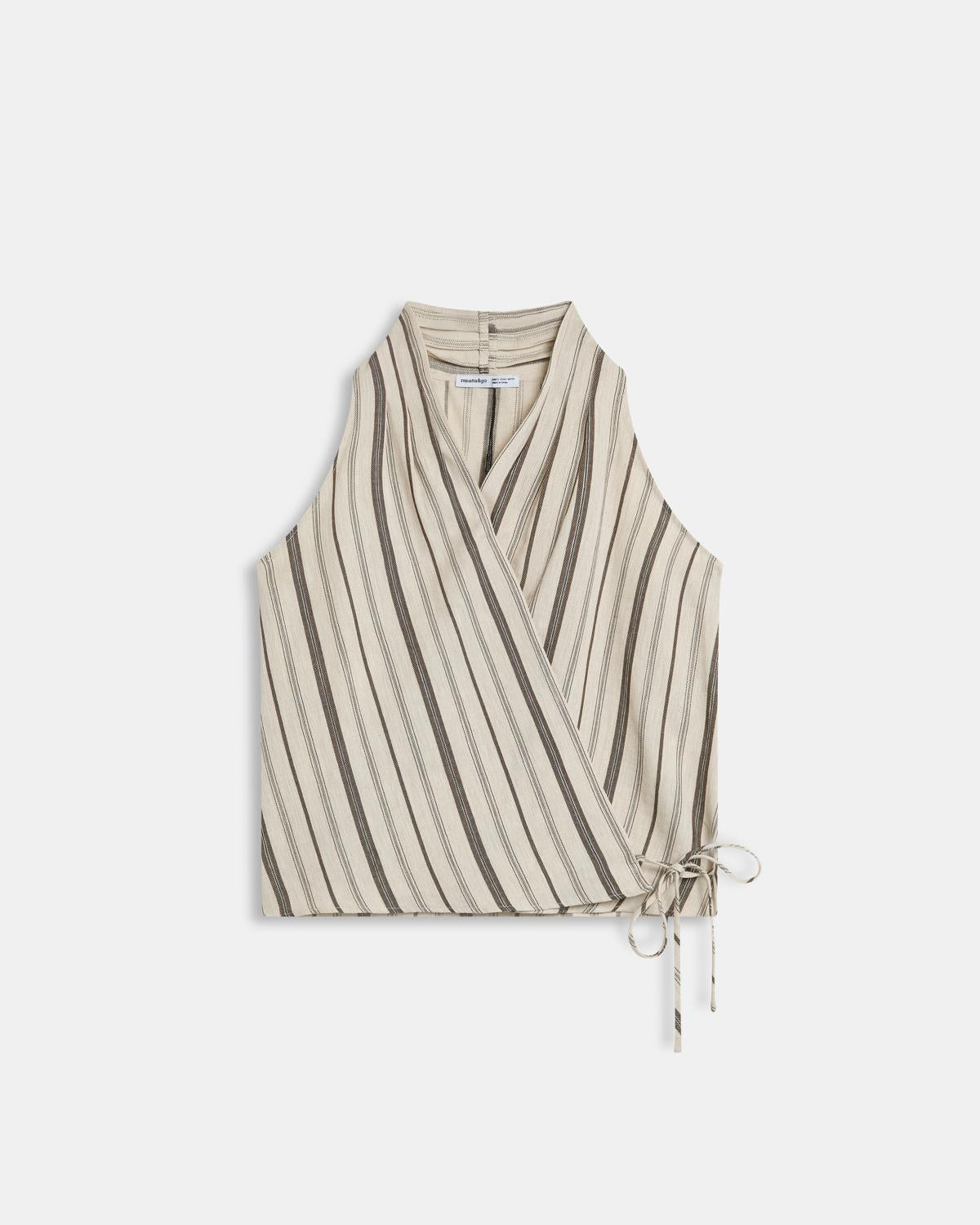 Top Cruzado Rayas Beige