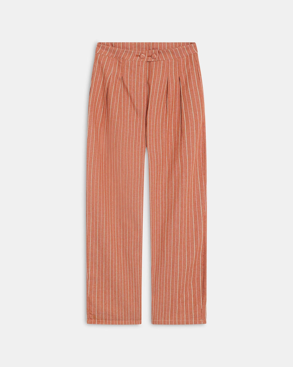 Pantalón Wide Leg Pinzas Rayas Naranja