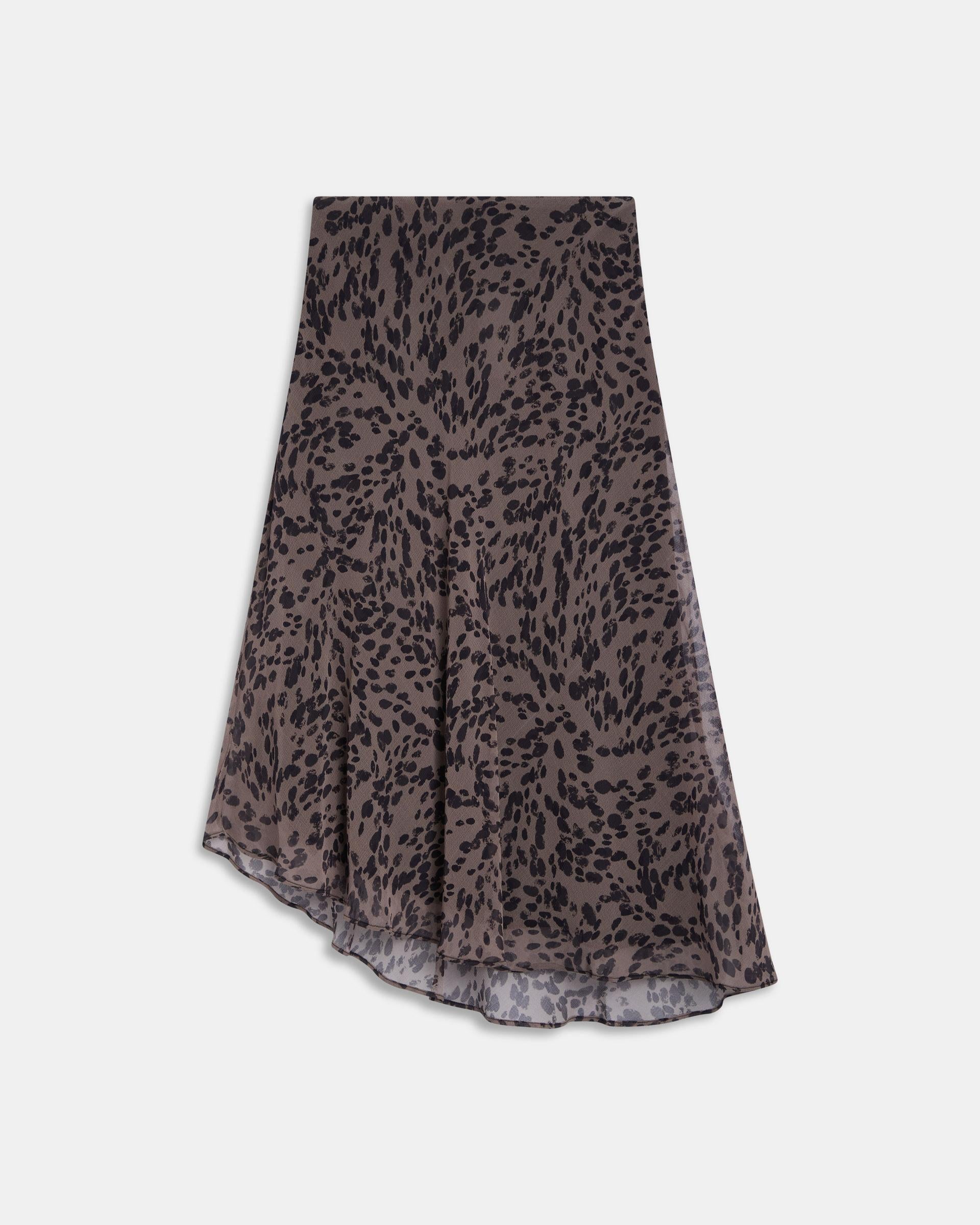Falda Asimetrica Animal Print Marrón