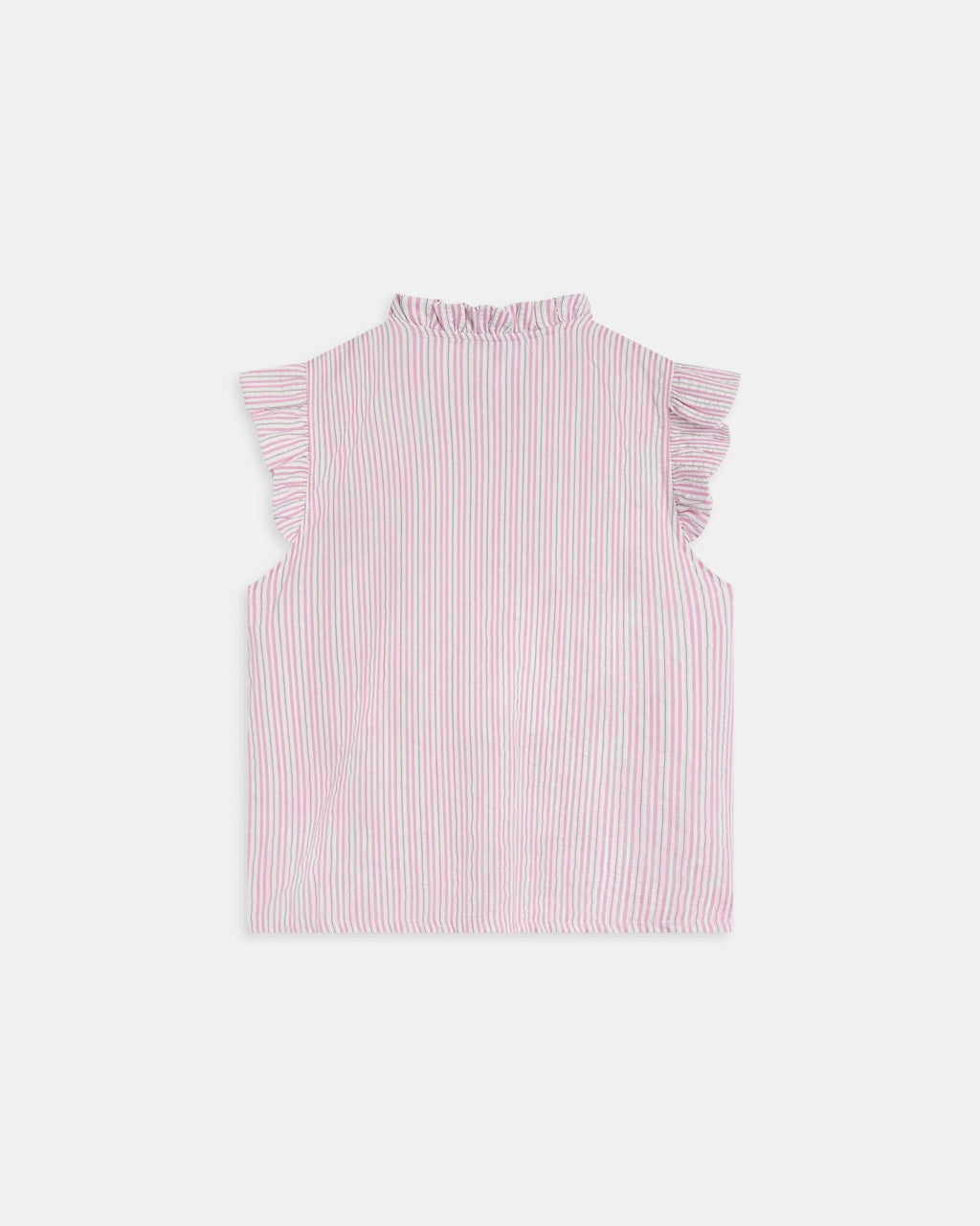 Blusa Sin Mangas Volantes Rayas Rosa
