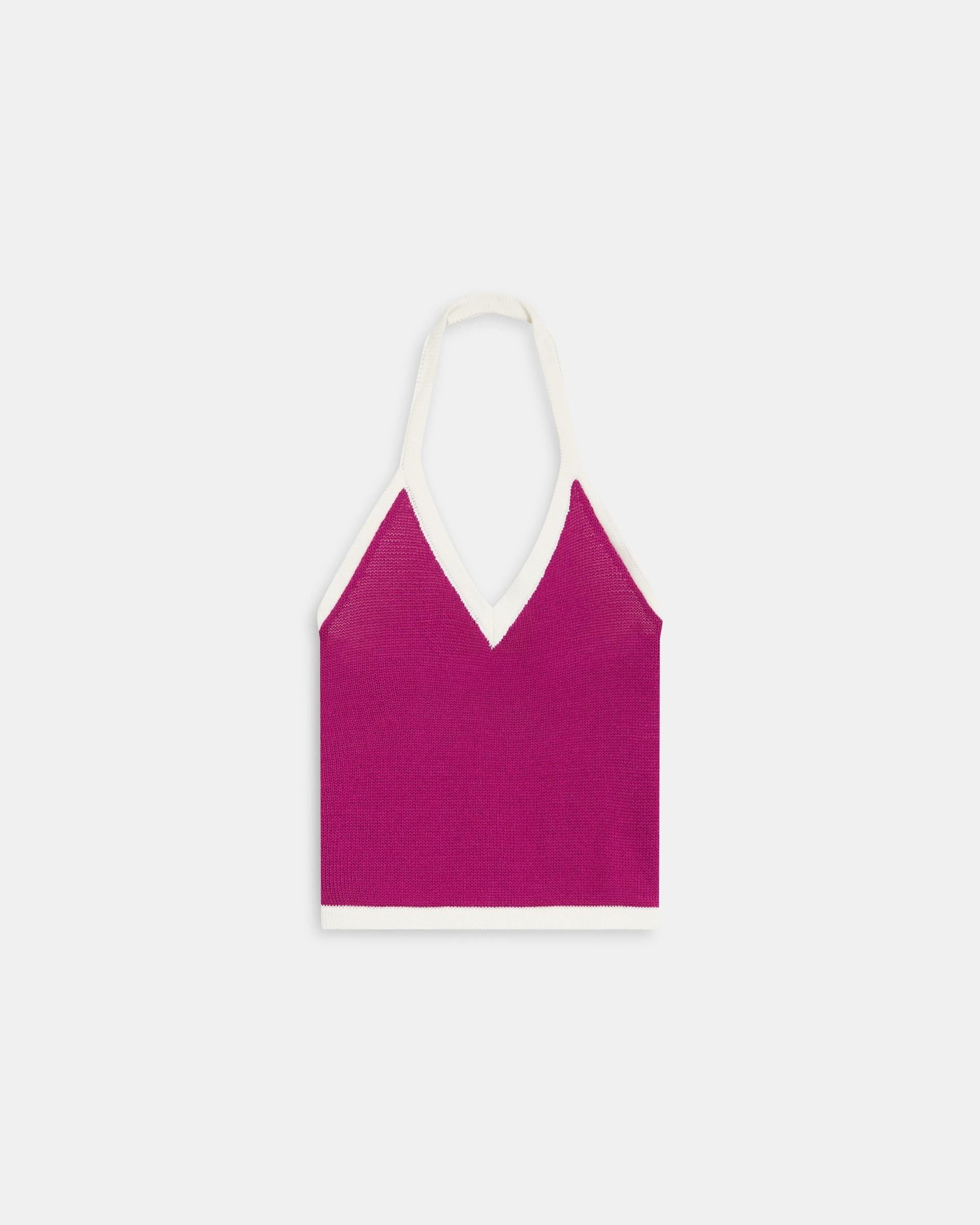 Top Punto Halter Contraste Fucsia