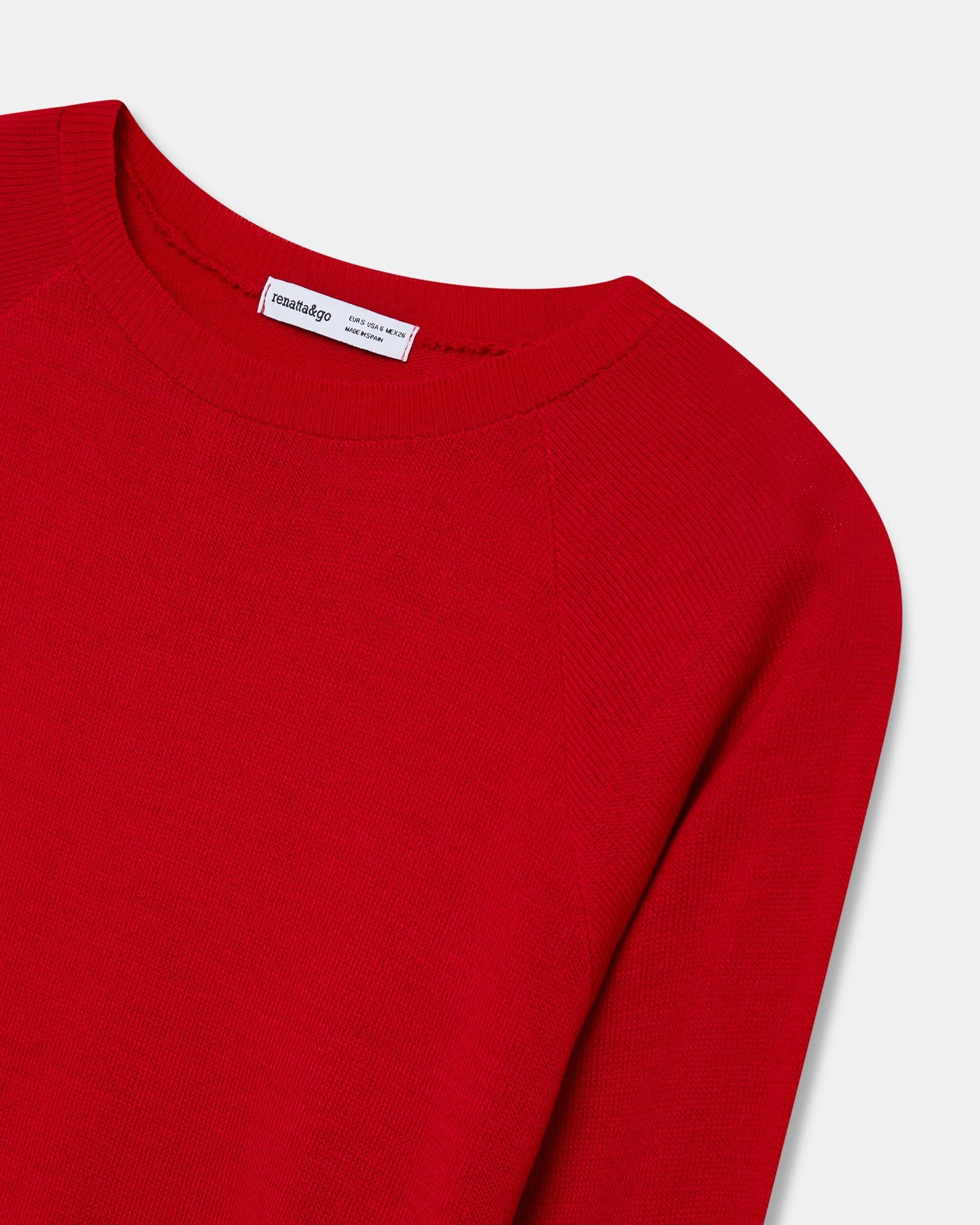 Jersey Cuello Redondo Punto Fino Rojo