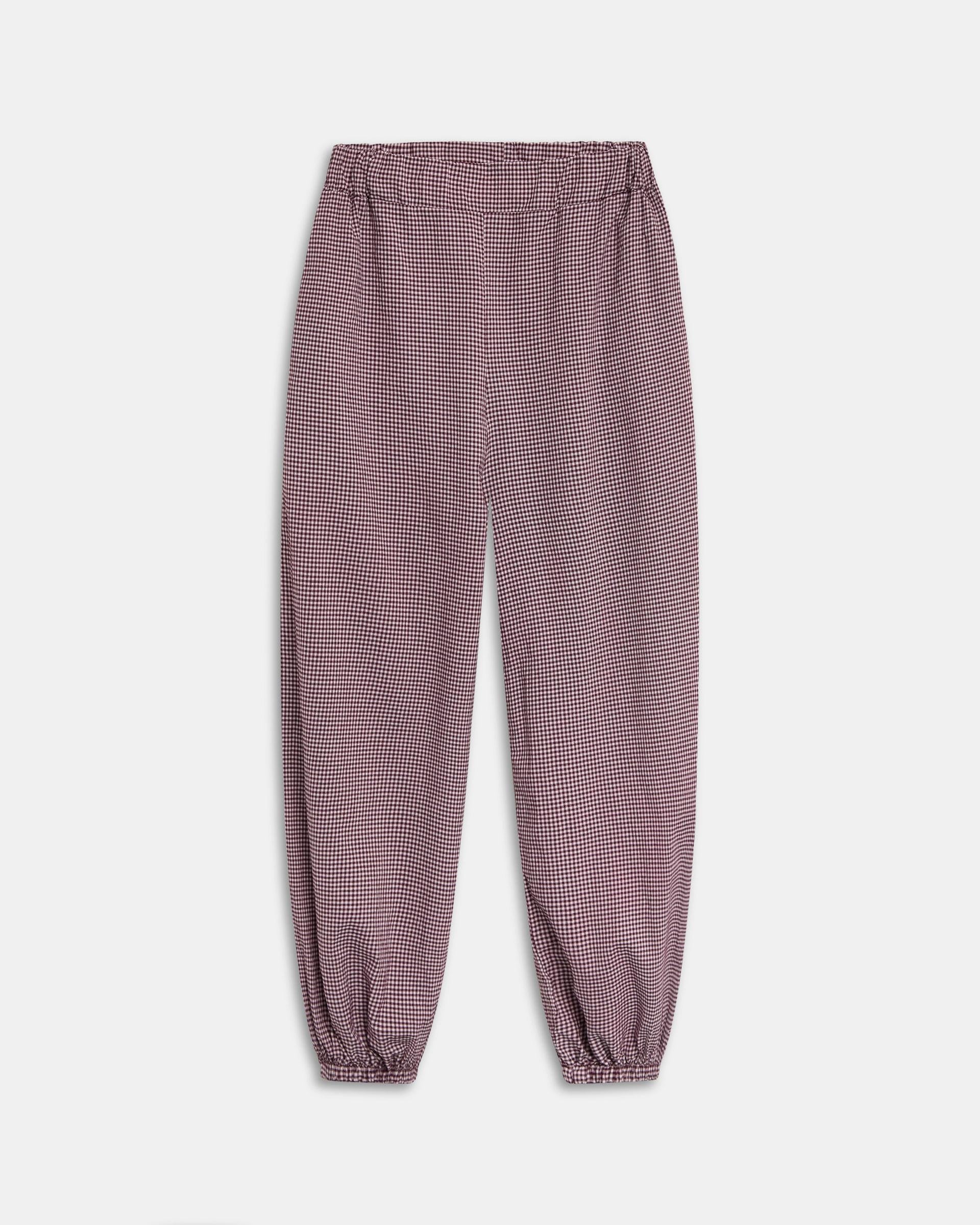 Pantalón Bombacho Cuadros Vichy Granate