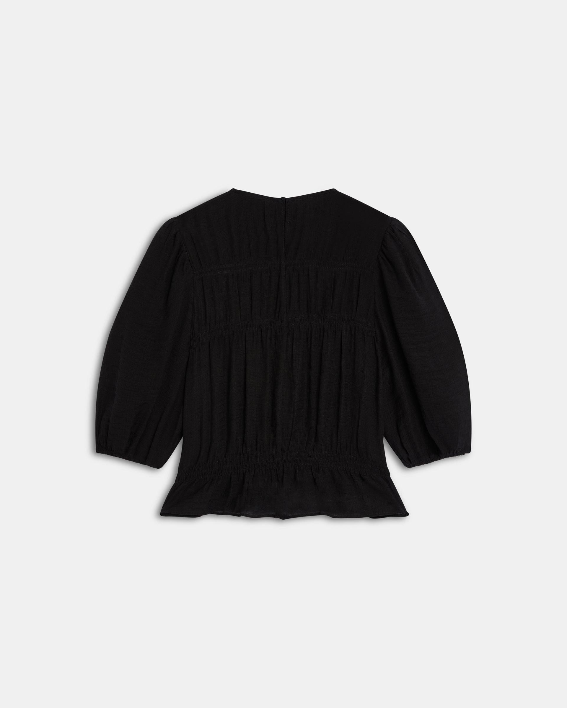 Blusa Gomas Manga Francesa Negro