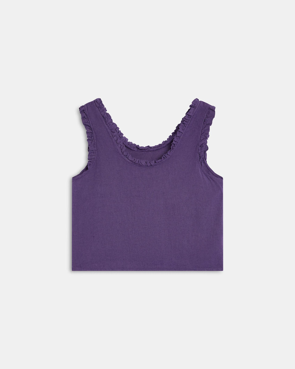 Top Tirante Ancho Volantes Con Lino Morado