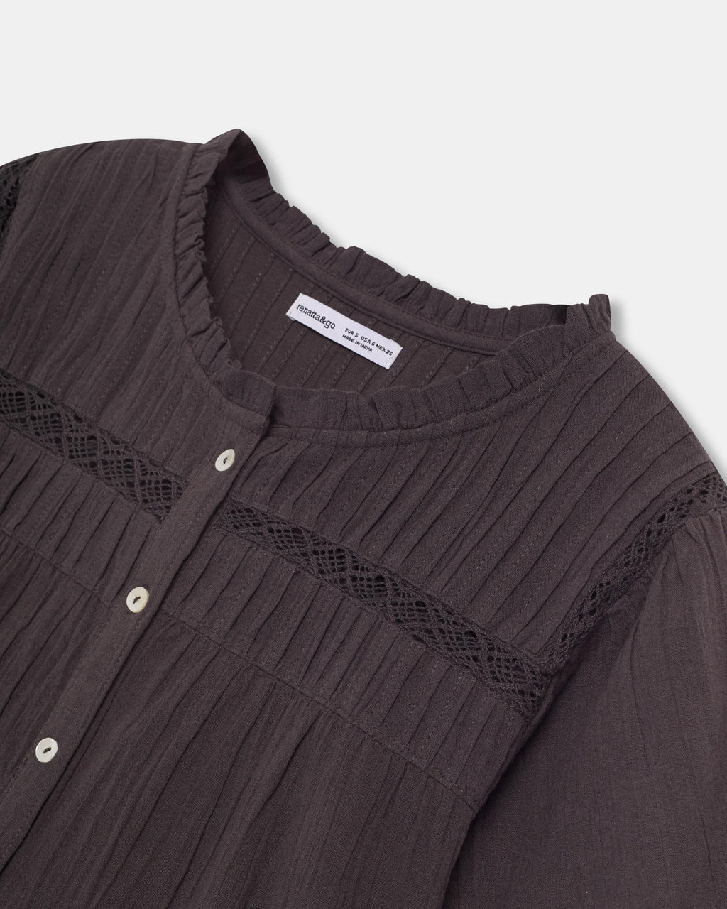 Blusa Manga Corta Puntillas Antracita