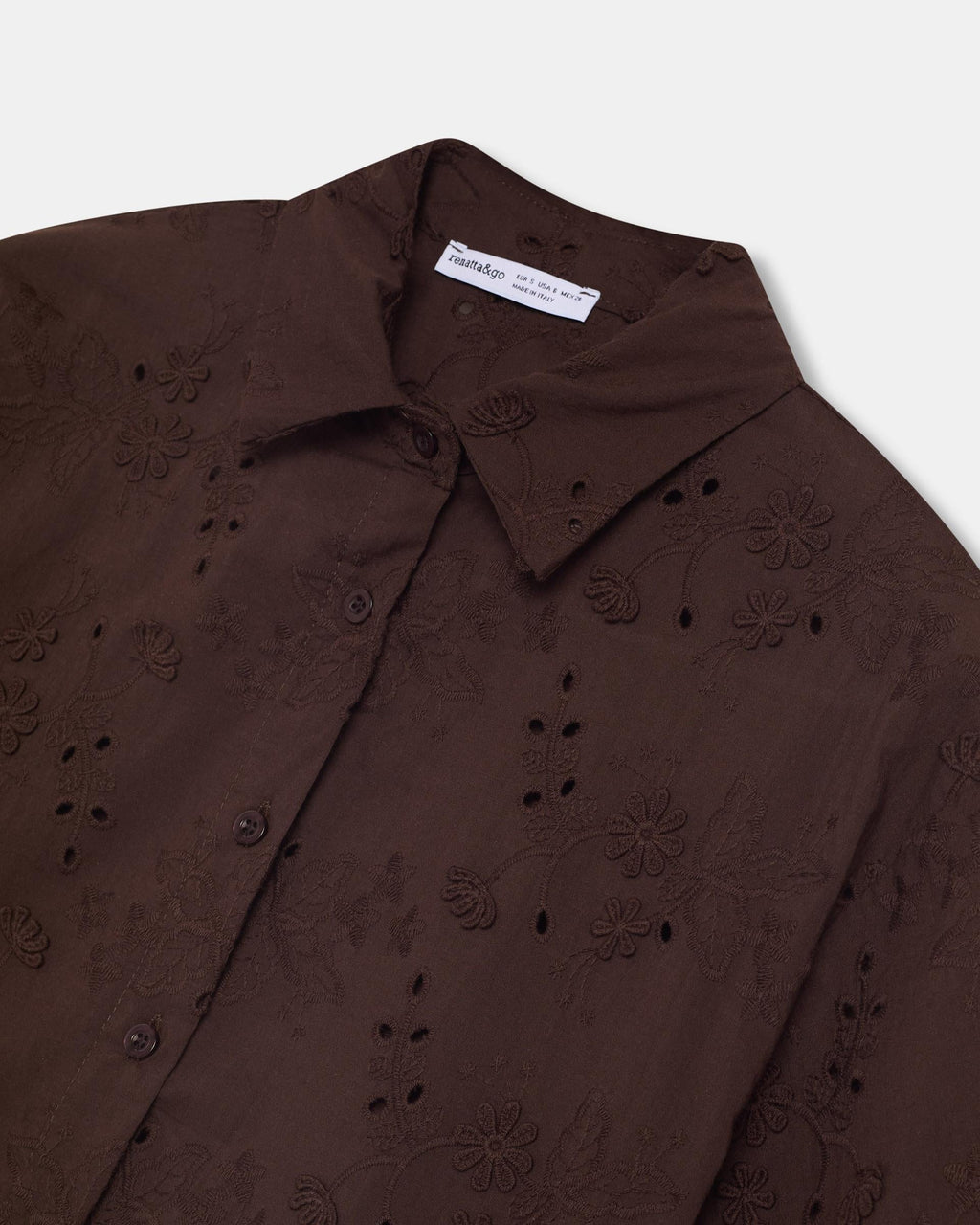 Camisa Manga Corta Troquelados Marrón