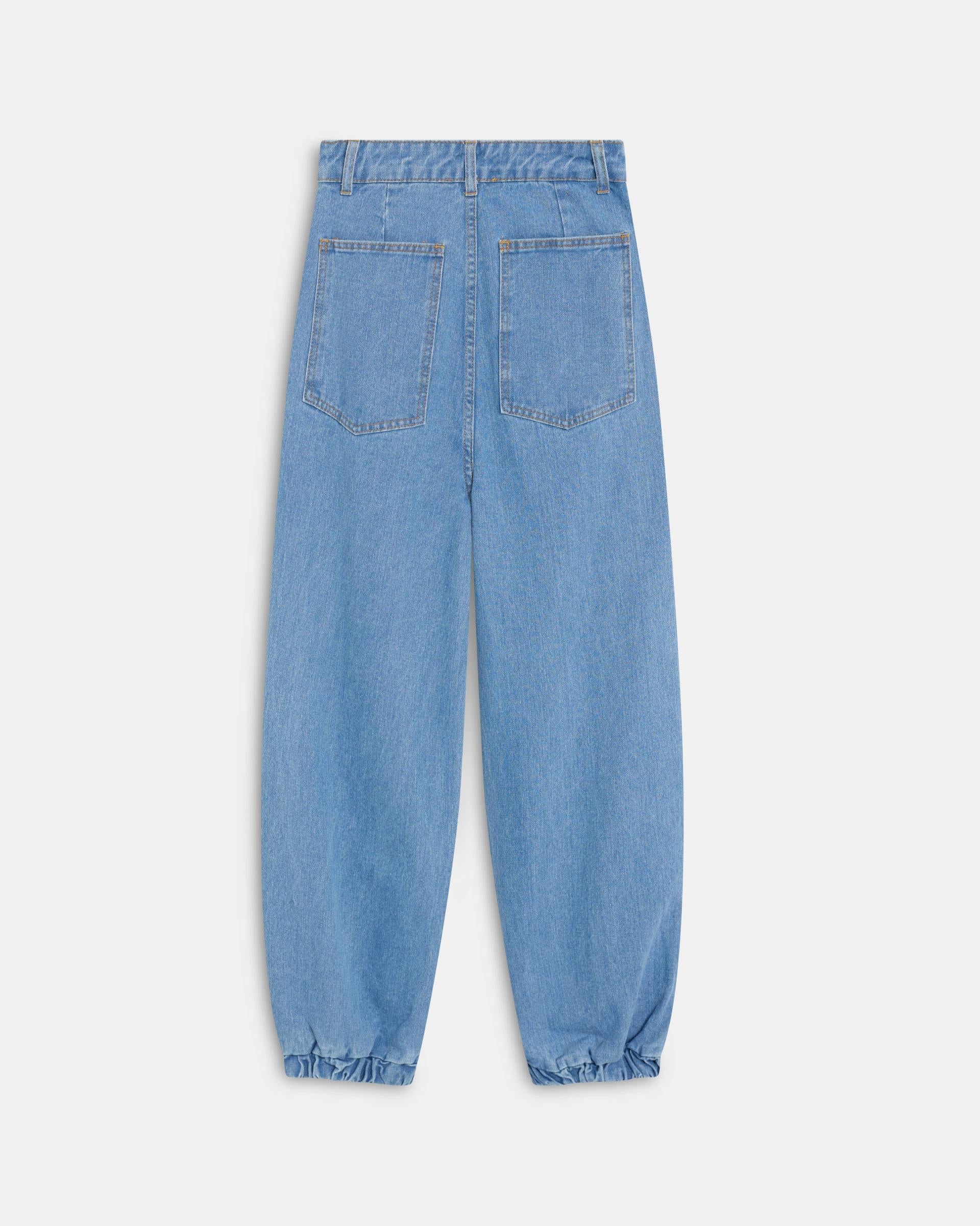 Jeans Bombacho Pinzas Azul