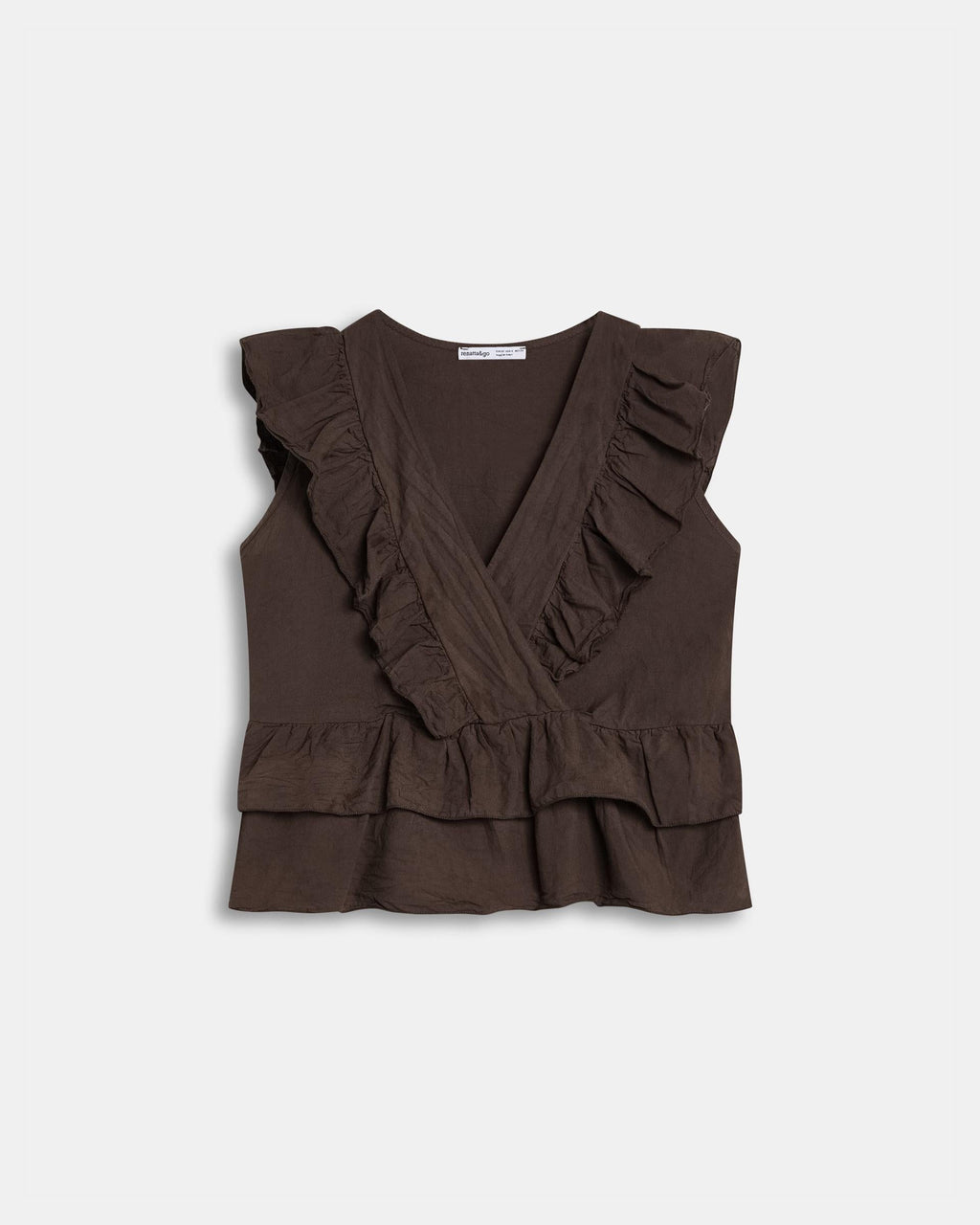 Blusa Cruzada Volantes Marrón