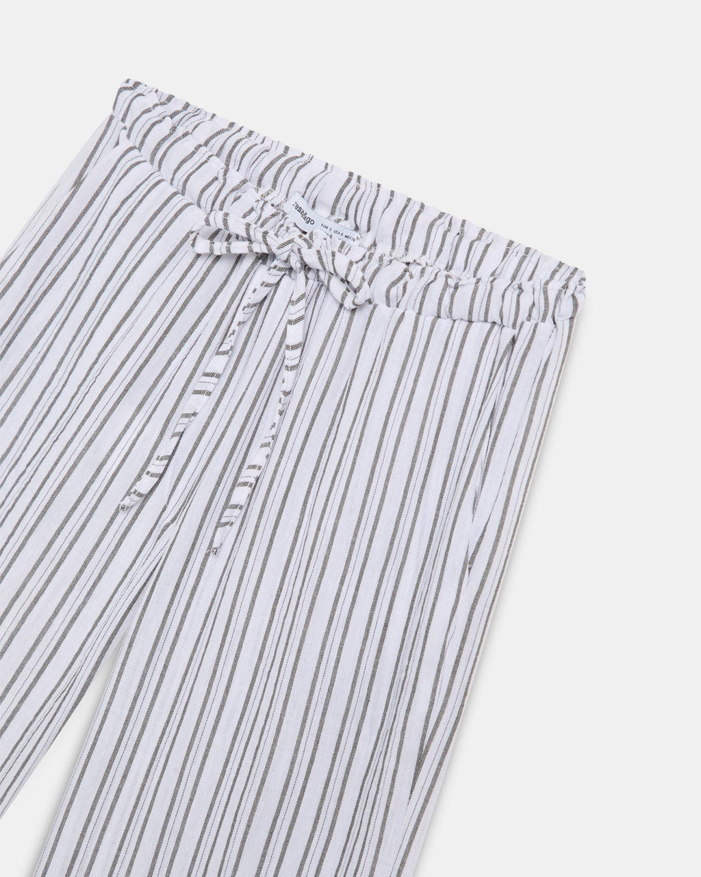 Pantalón Fluido Rayas Cinturilla Lazada Blanco