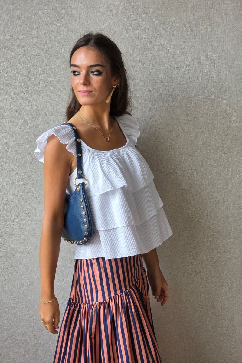 Top tres volantes blanco