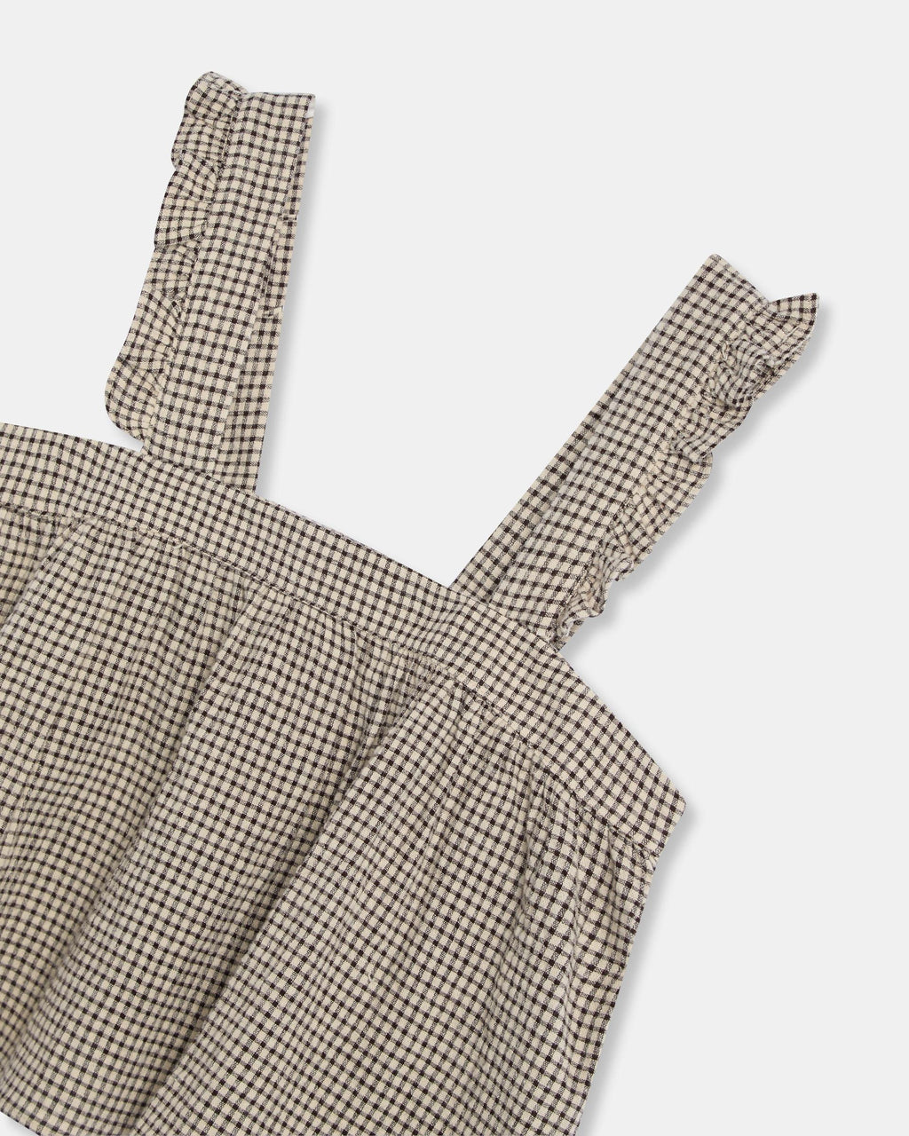 Top Cuadros Seersucker Beige