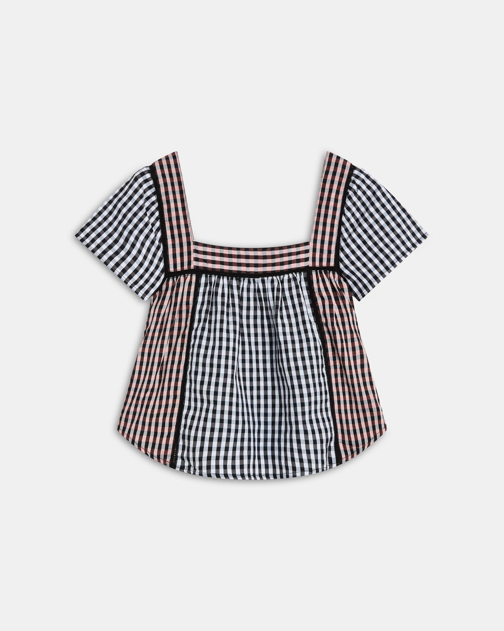 Blusa Cuadros Vichy Contraste Negro
