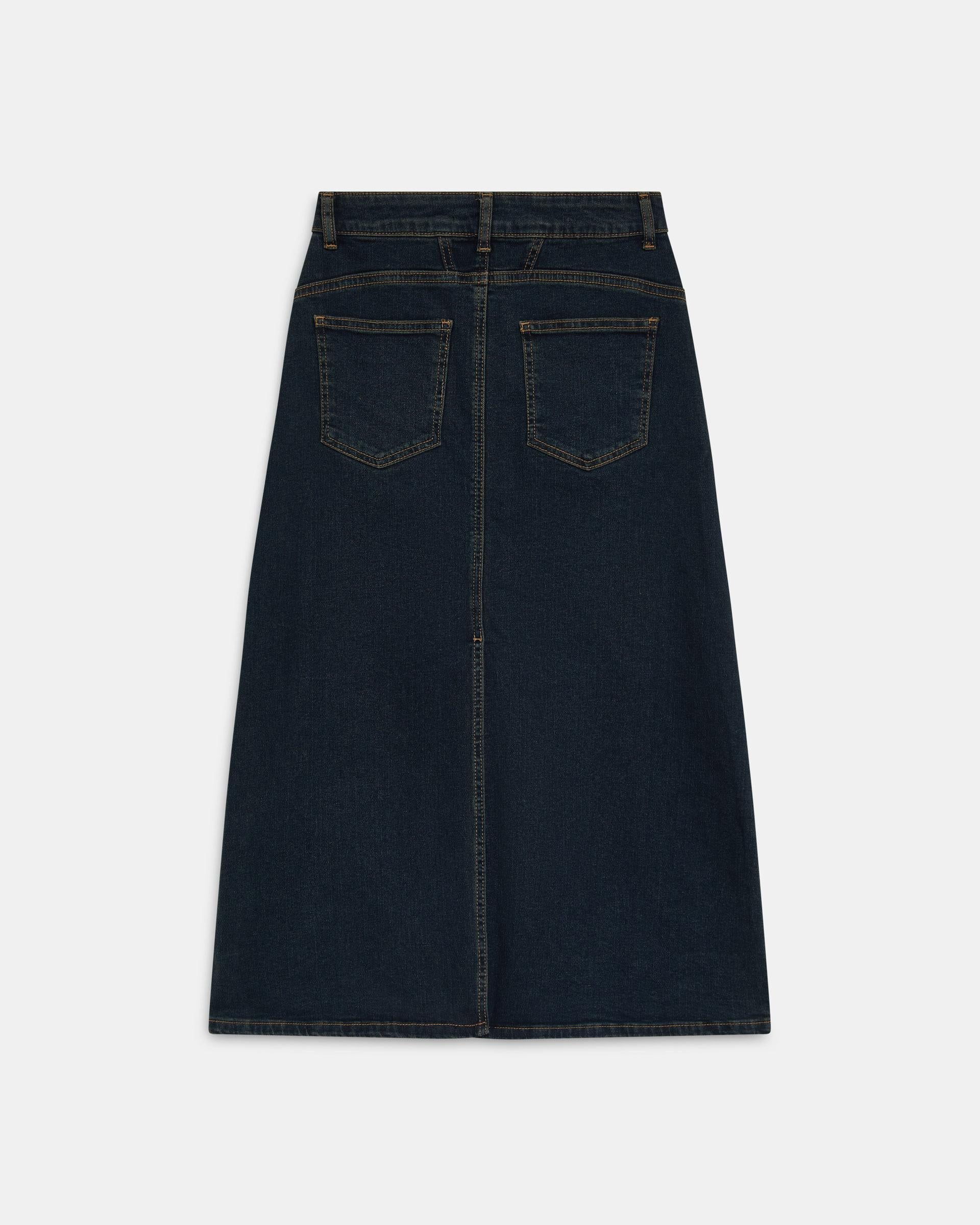Falda Denim Costuras Azul Oscuro