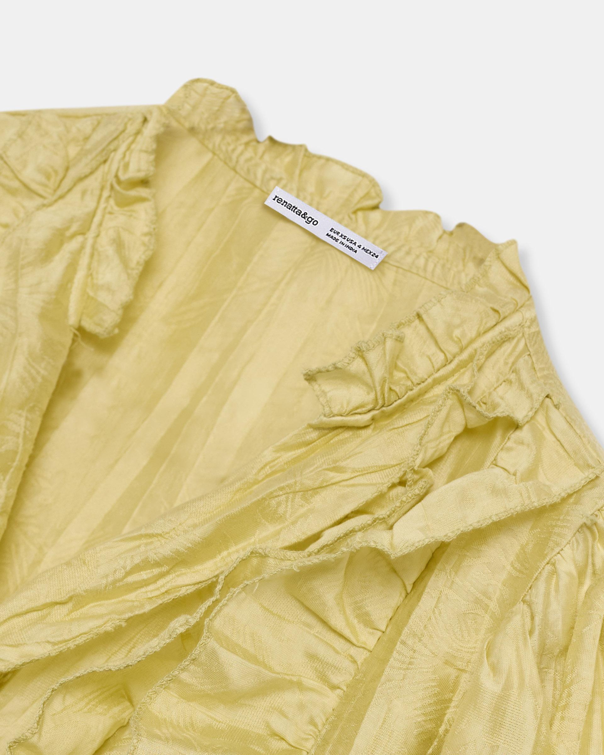 Blusa Manga Corta Volantes Escote V Verde