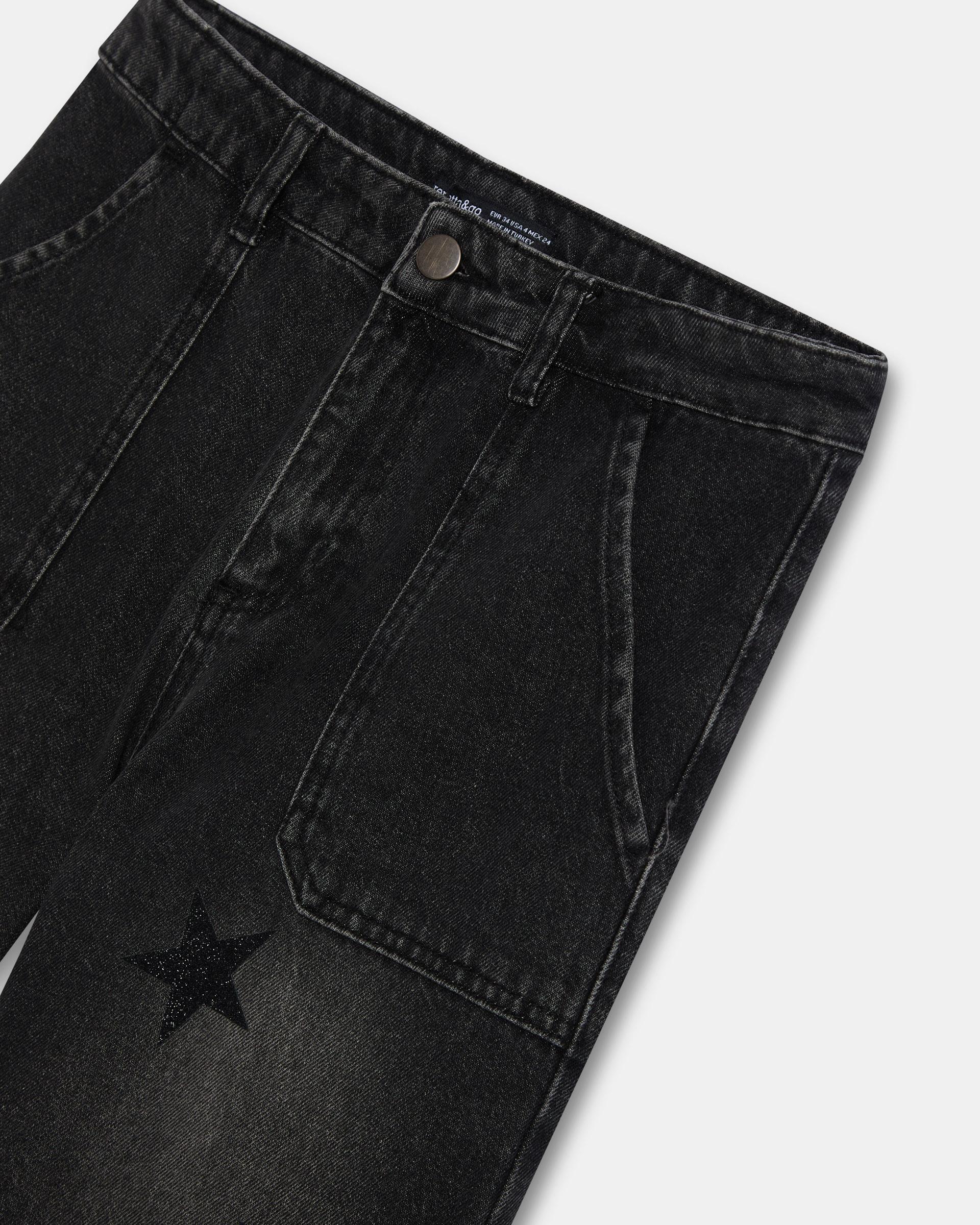 Jeans Worker Estrellas Brillos Antracita