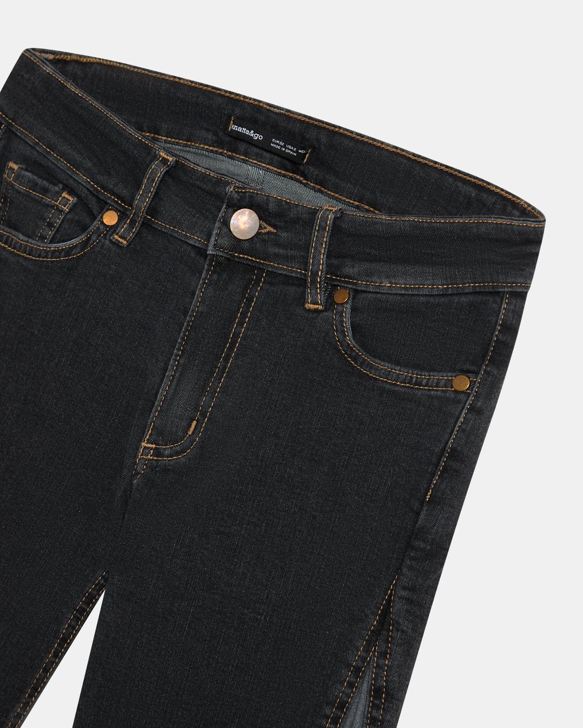 Jeans Cuñas Lateral Negro