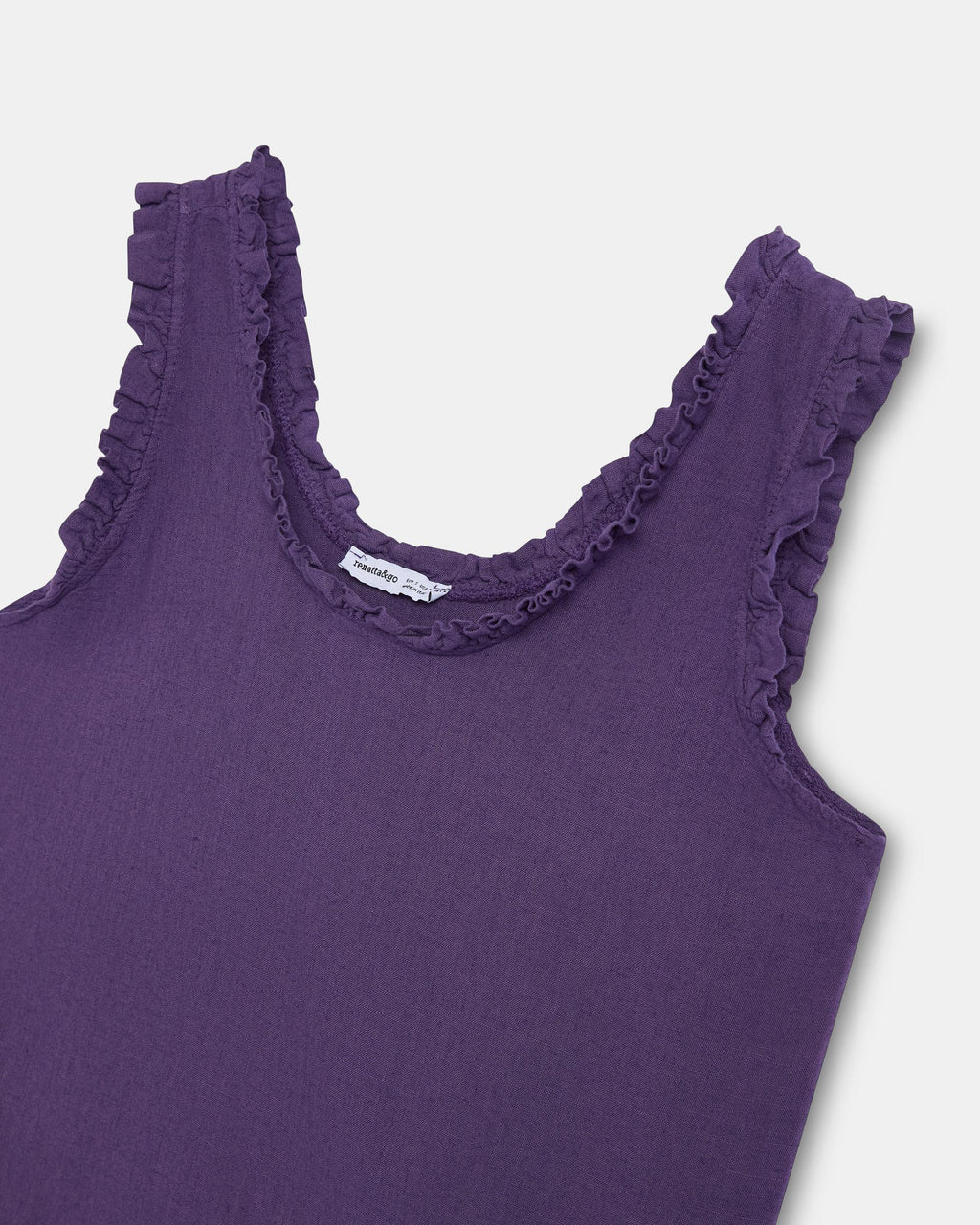 Top Tirante Ancho Volantes Con Lino Morado