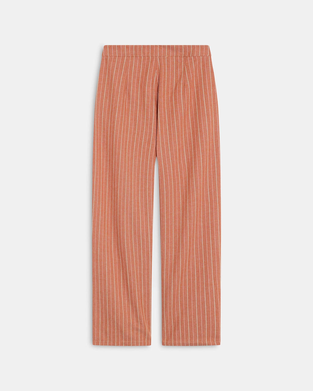 Pantalón Wide Leg Pinzas Rayas Naranja
