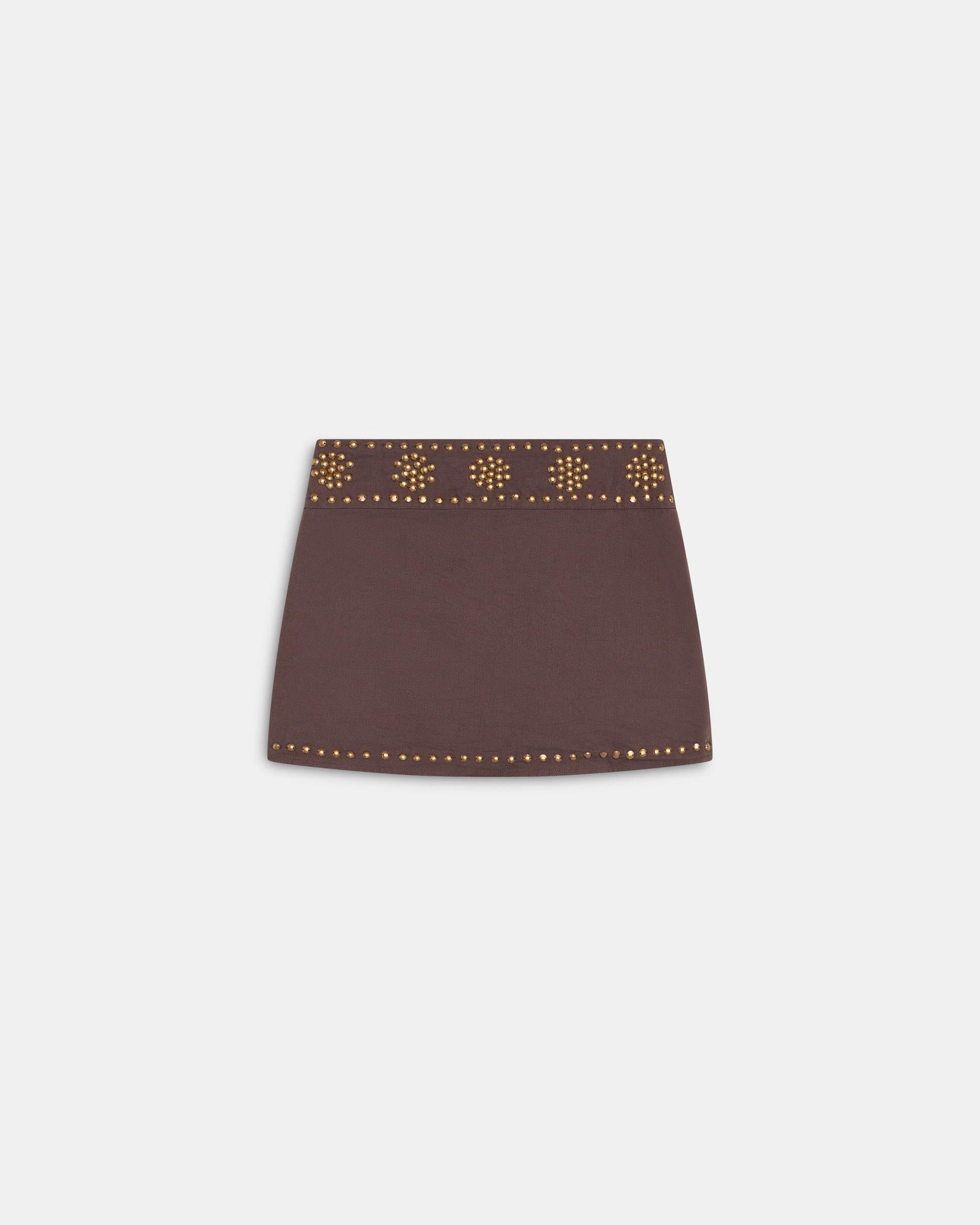 Minifalda Tachuelas Canvas Marrón