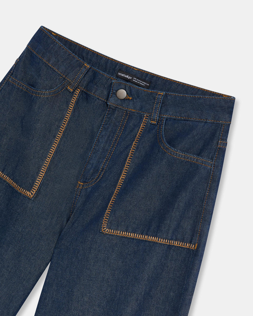 Jeans Bolsillos Pespuntes Contraste Azul Oscuro