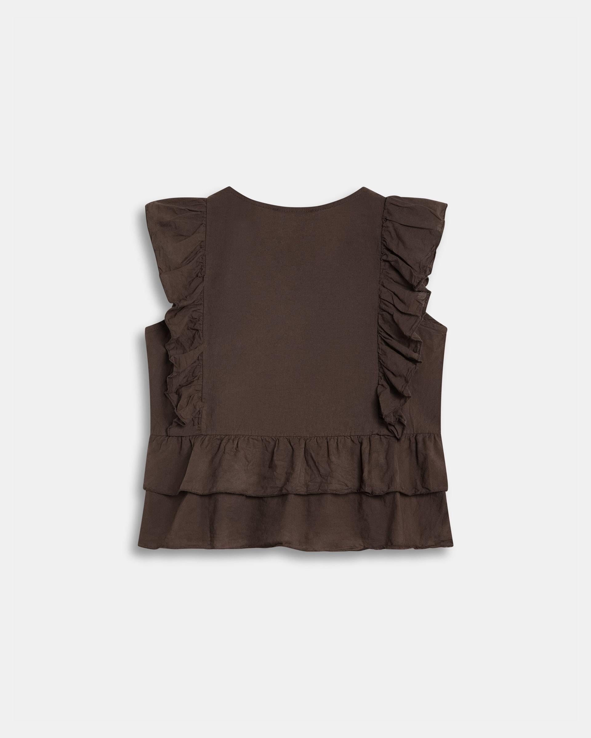 Blusa Cruzada Volantes Marrón