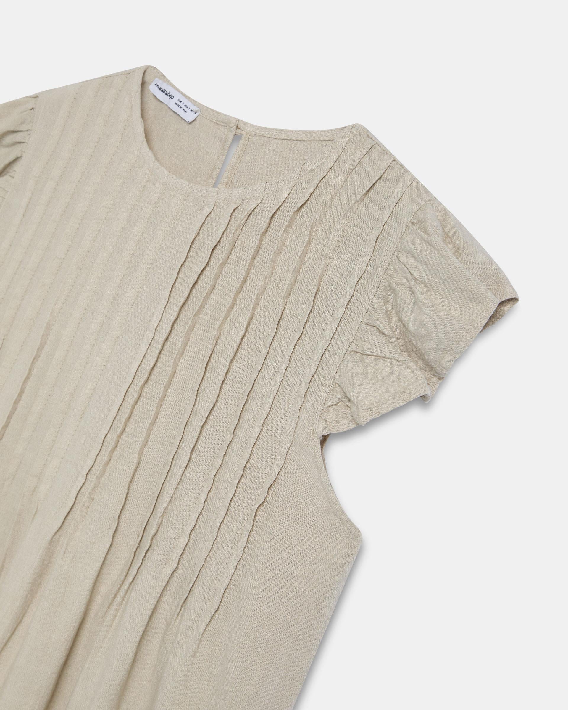 Blusa Jaretas Con Lino Beige