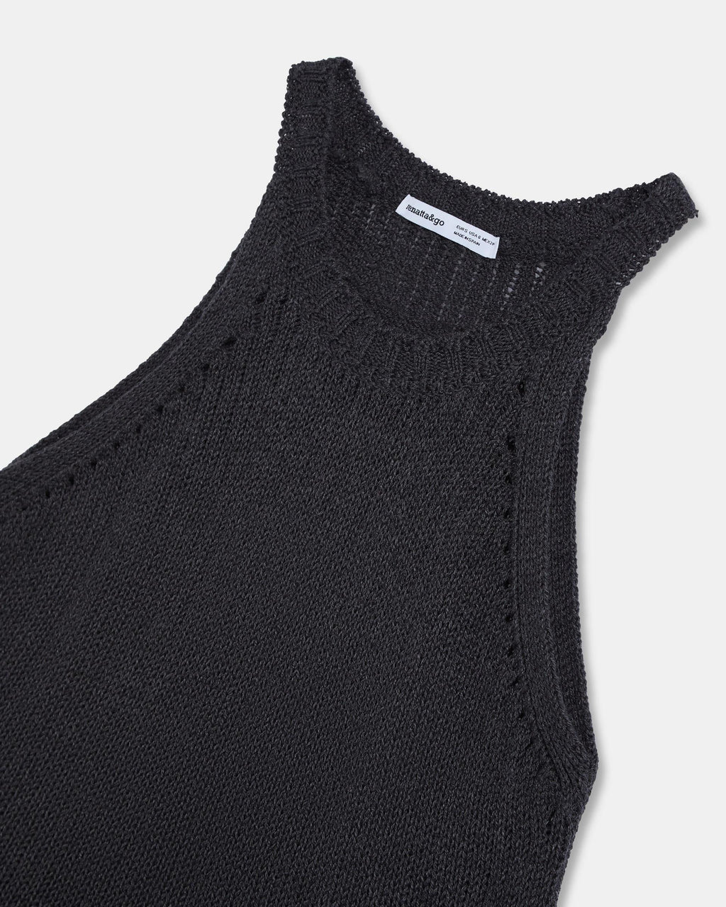 Top Punto Sin Mangas Cuello Redondo Rib Antracita