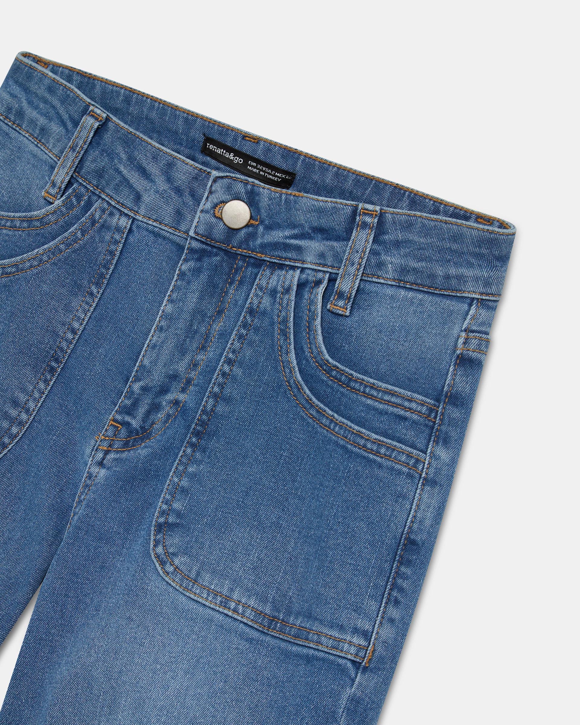 Jeans Cinturilla Doble Bolsillo Azul