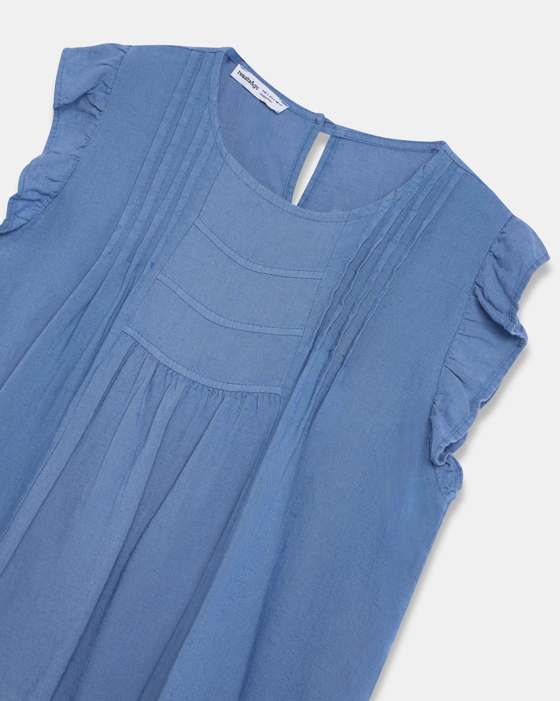 Blusa Volantes Mangas Azul Oscuro