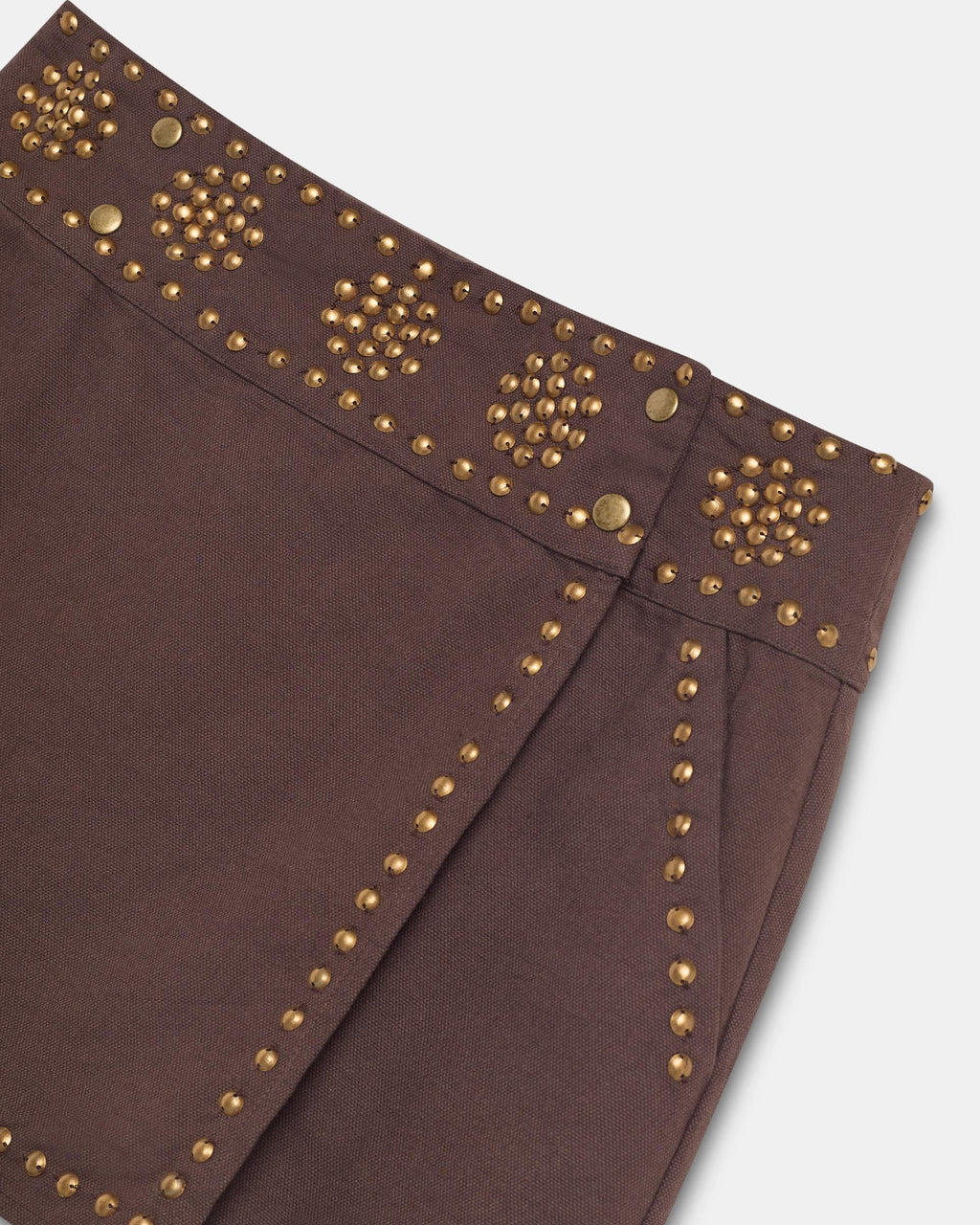 Minifalda Tachuelas Canvas Marrón