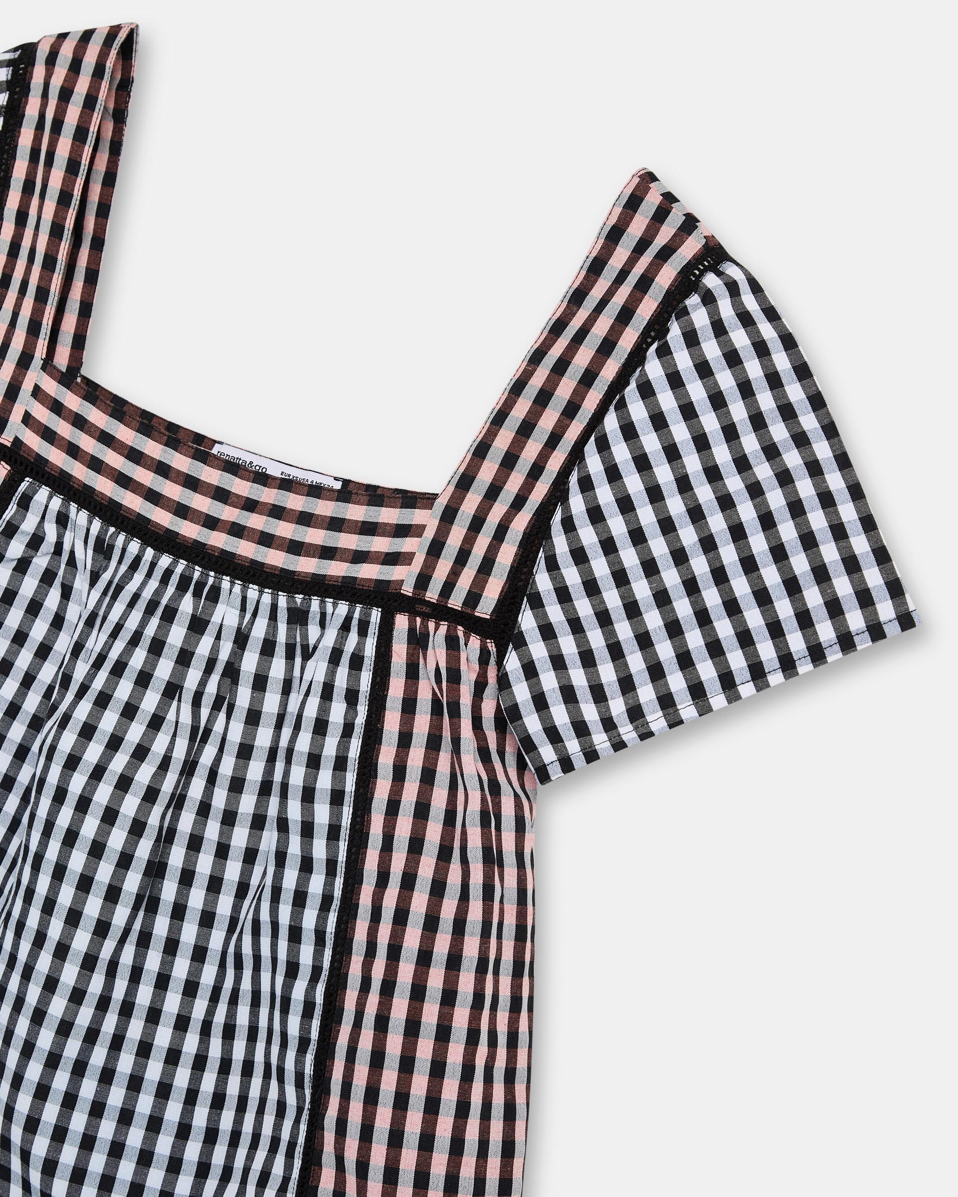 Blusa Cuadros Vichy Contraste Negro