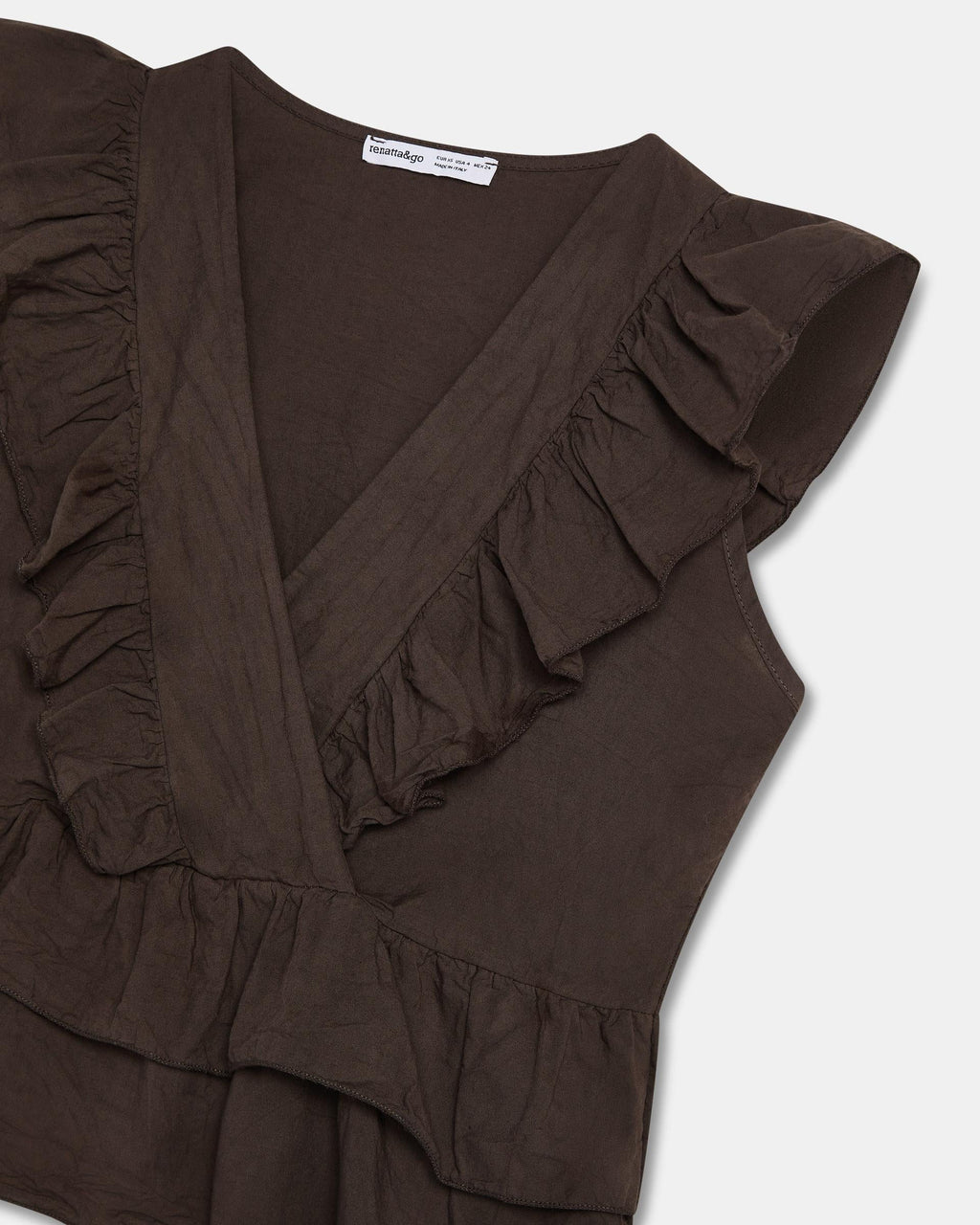 Blusa Cruzada Volantes Marrón