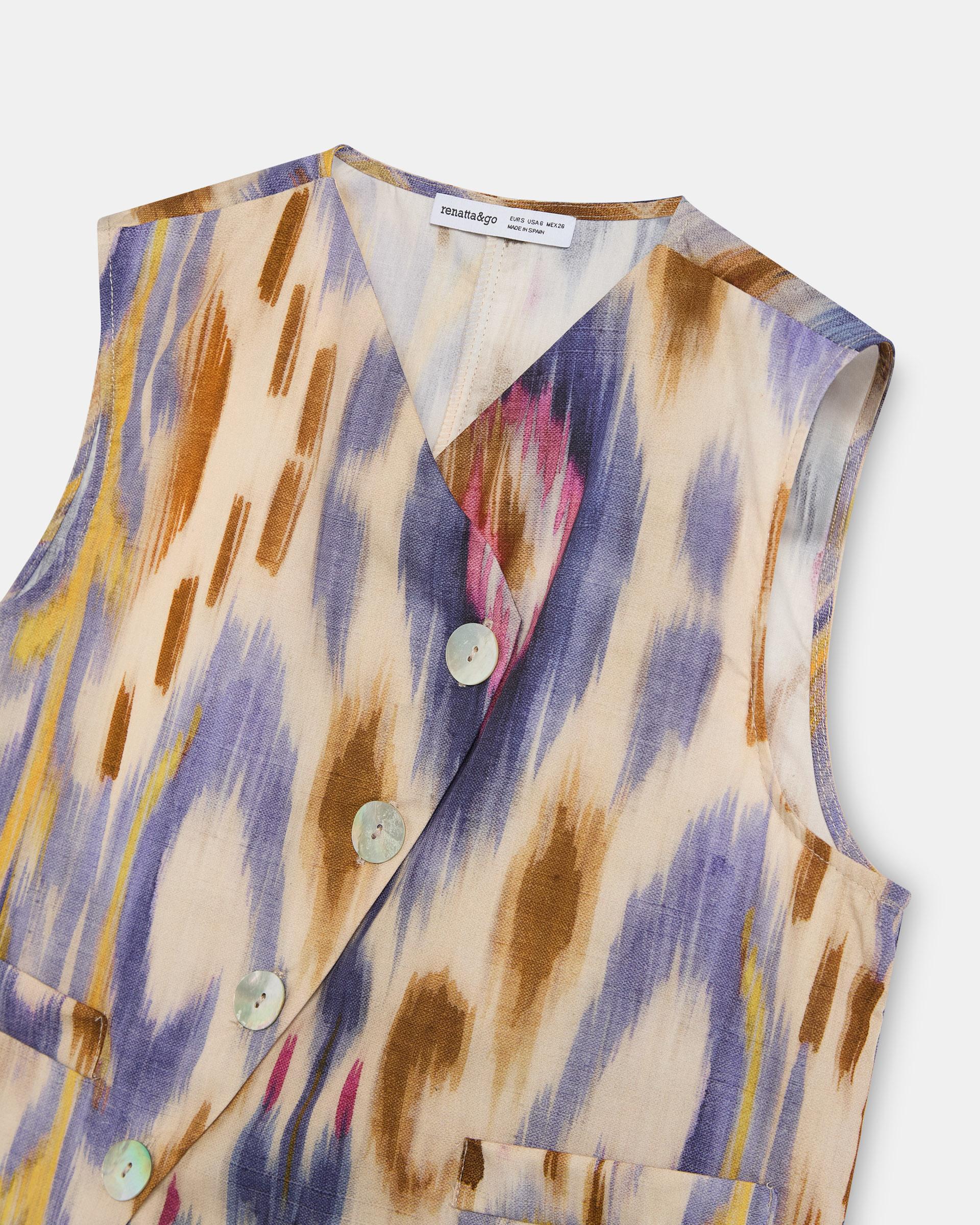 Chaleco Botones Laterales Étnico Tye Dye Multicolor