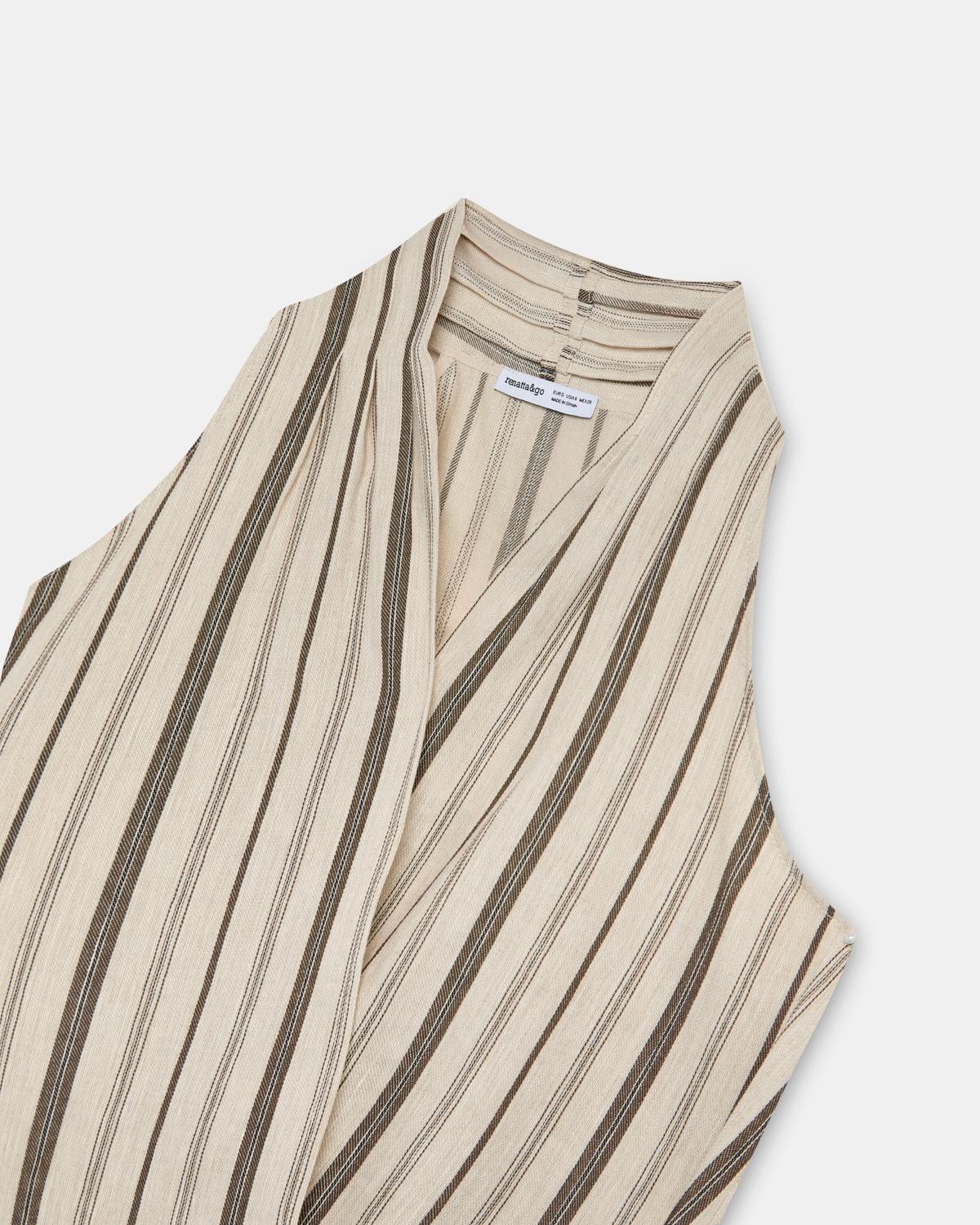 Top Cruzado Rayas Beige