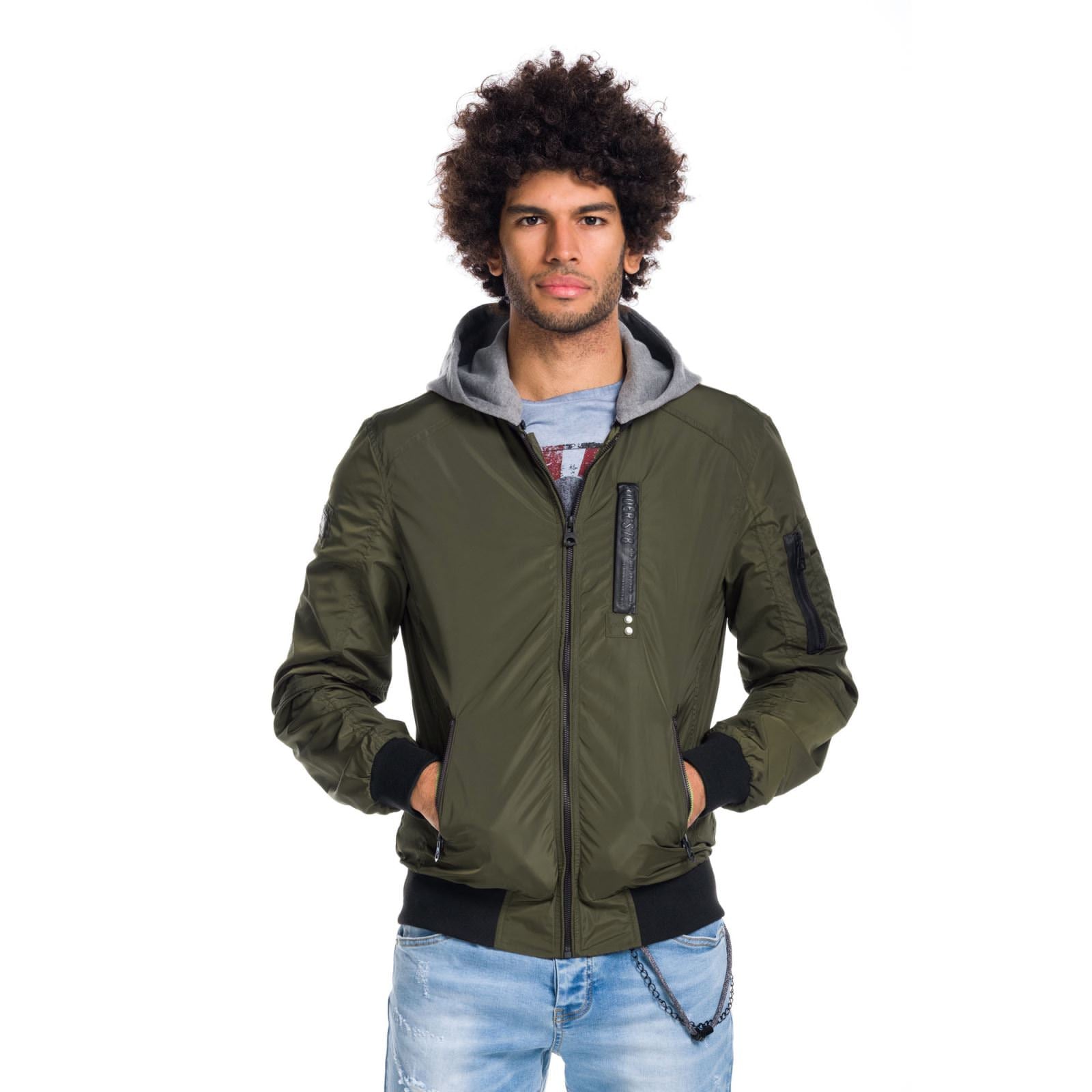Chaqueta Bomber con Capucha Desmontable Hombre – Koroshi 1811JA13