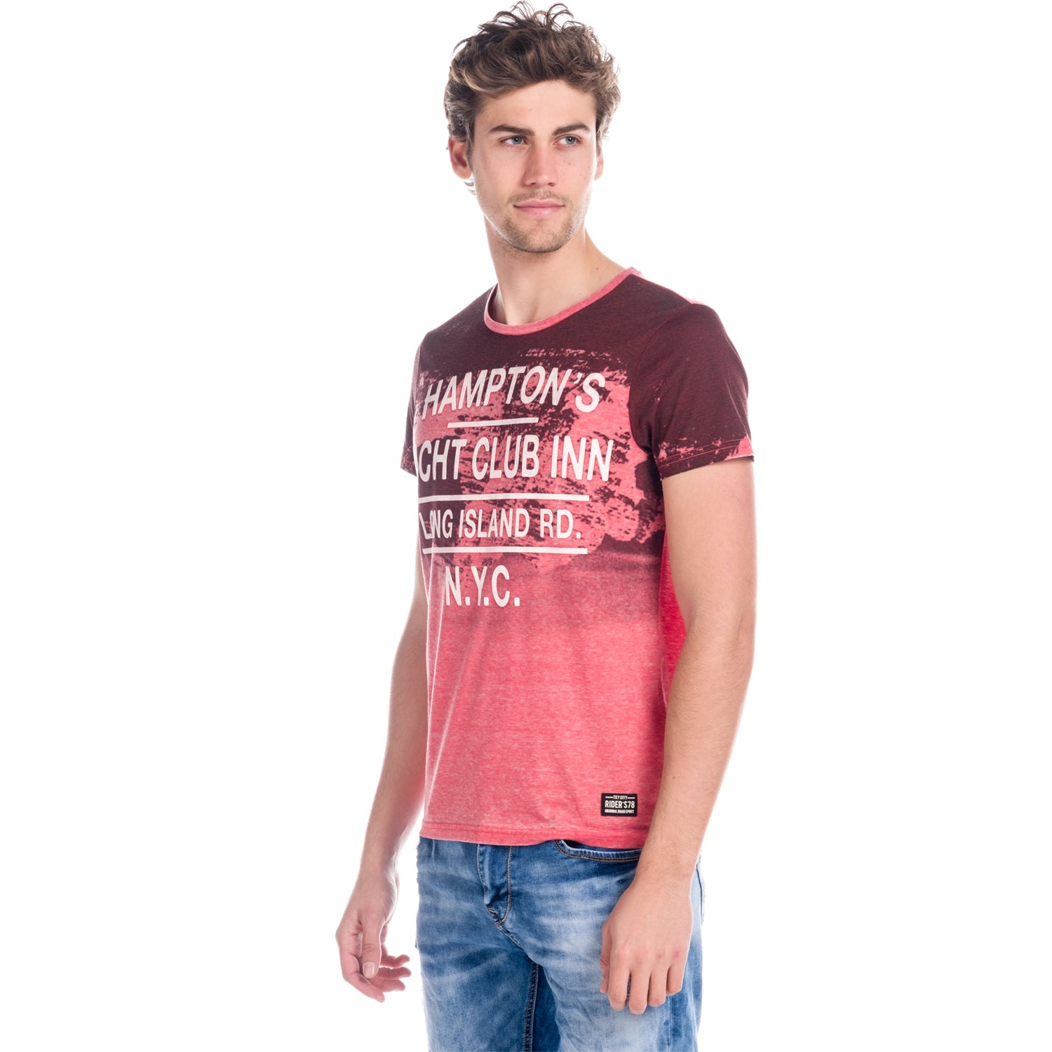 Camiseta Manga Corta Estampado Texto Degradado Hombre – Koroshi 1811MC02